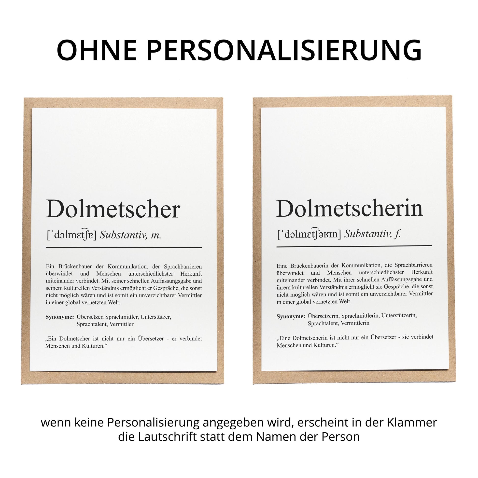 Dolmetscherin Definition Karte personalisierbar mit Namen Beruf Grußkarte Dolmetscherin Geschenk Geburtstag Dolmetscher Postkarte Definition