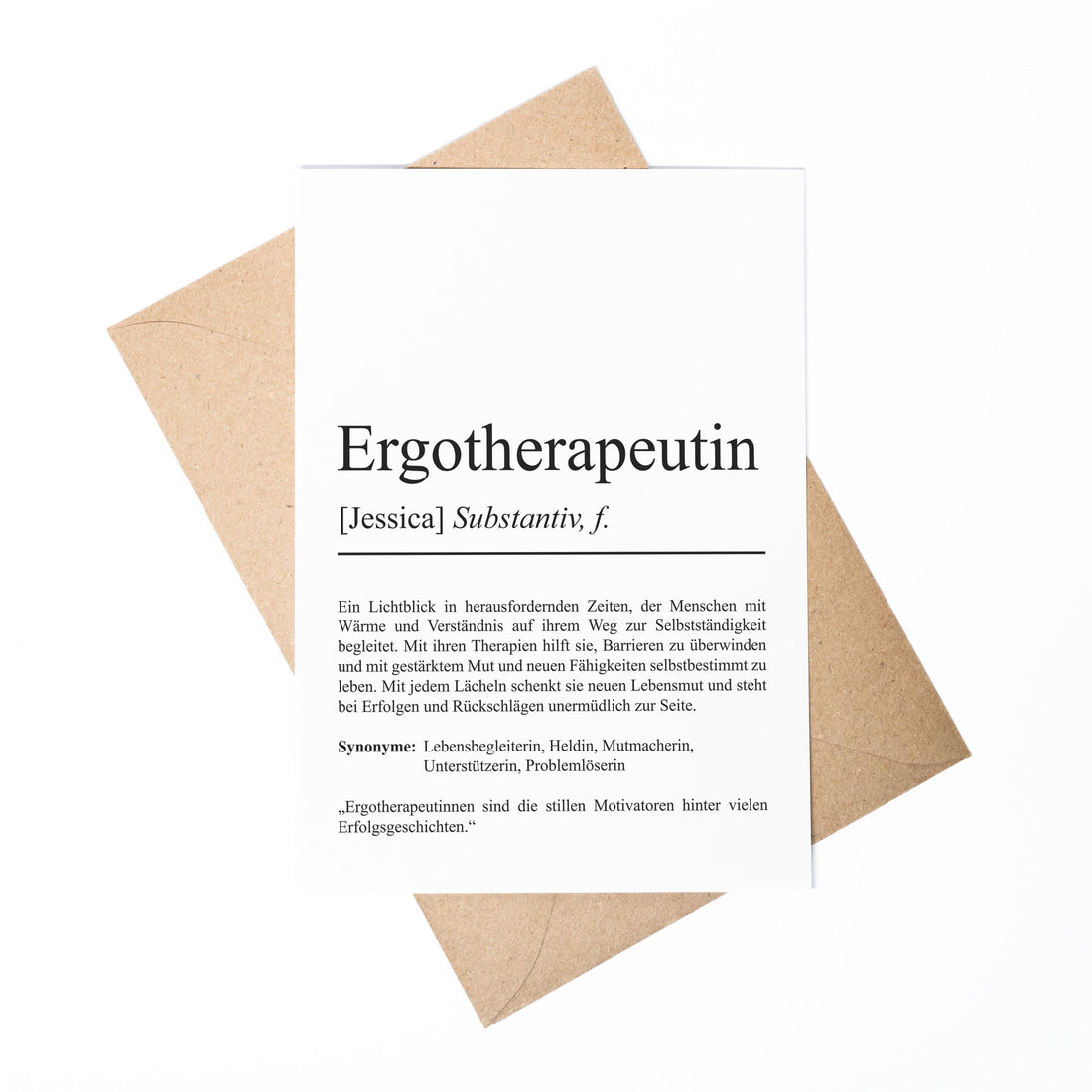 Ergotherapeutin Definition Karte A6 personalisierbar mit Namen Beruf Karte Ergotherapeutin Geschenk Geburtstag Ergotherapeutin Klappkarte