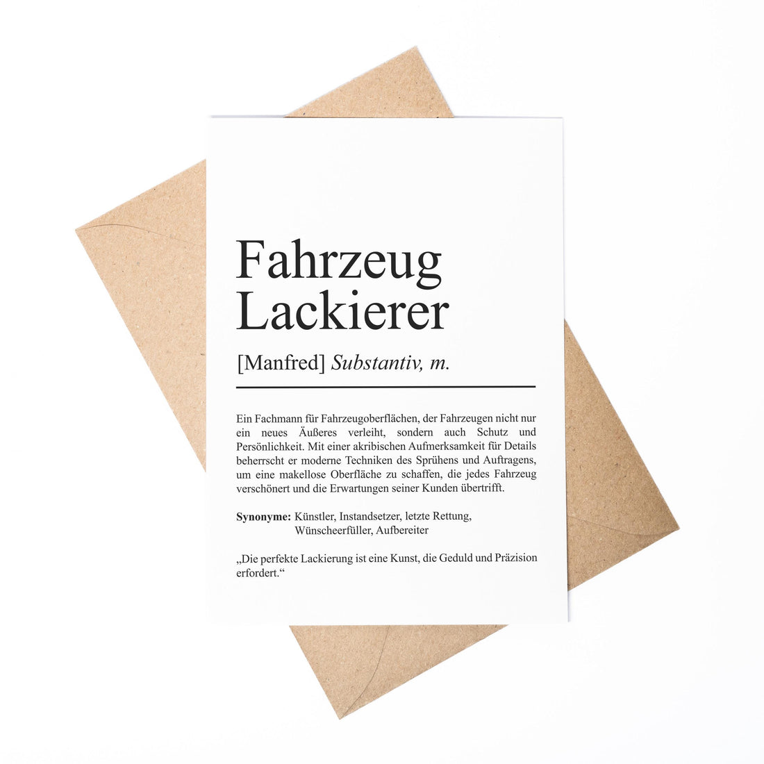 Fahrzeuglackierer Definition Karte personalisierbar mit Namen Beruf Grußkarte Lackierer Geschenk Geburtstag Lackierer Postkarte Definition