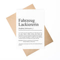Fahrzeuglackiererin Definition Karte personalisierbar mit Namen Beruf Grußkarte Lackiererin Geschenk Geburtstag Lackiererin Postkarte