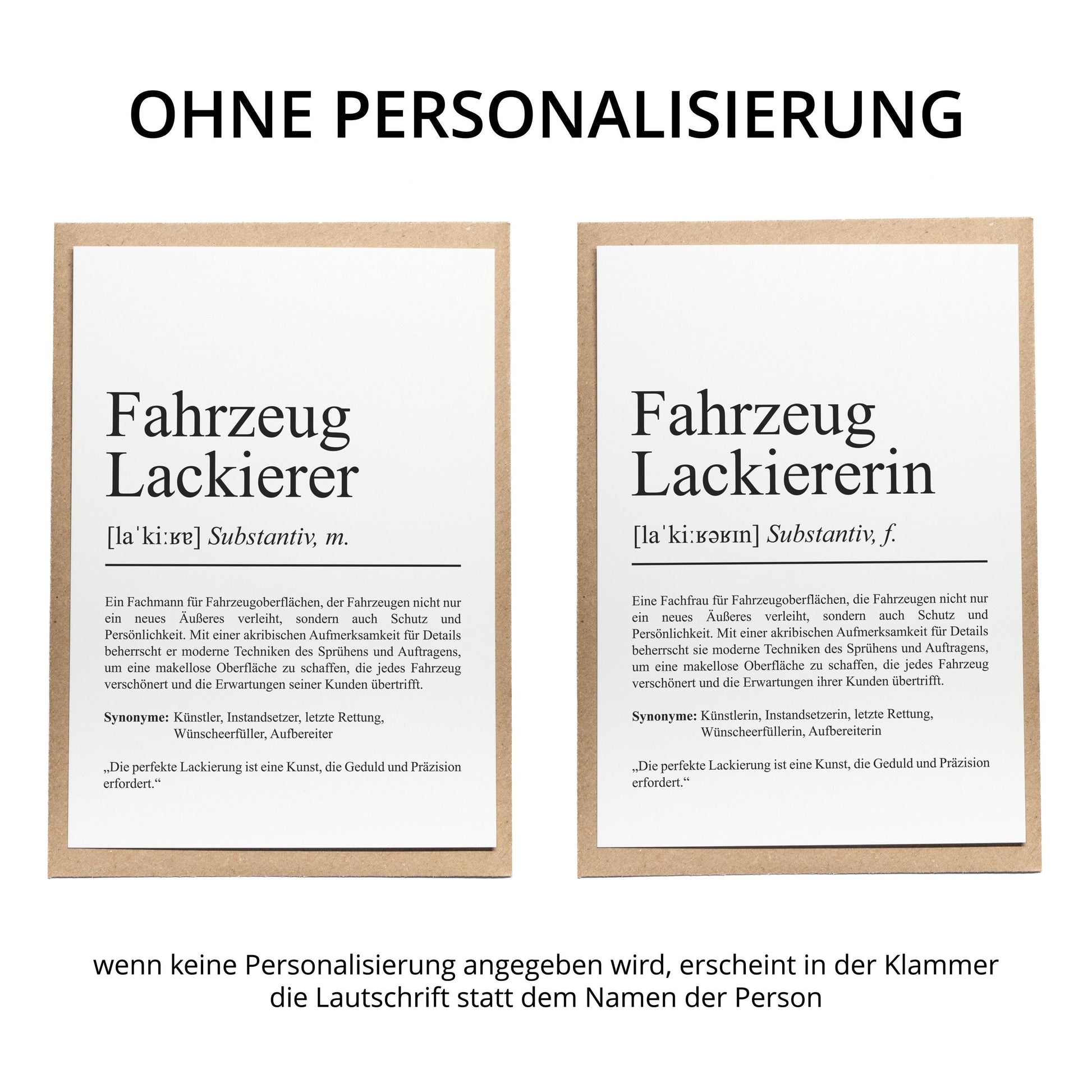 Fahrzeuglackiererin Definition Karte personalisierbar mit Namen Beruf Grußkarte Lackiererin Geschenk Geburtstag Lackiererin Postkarte