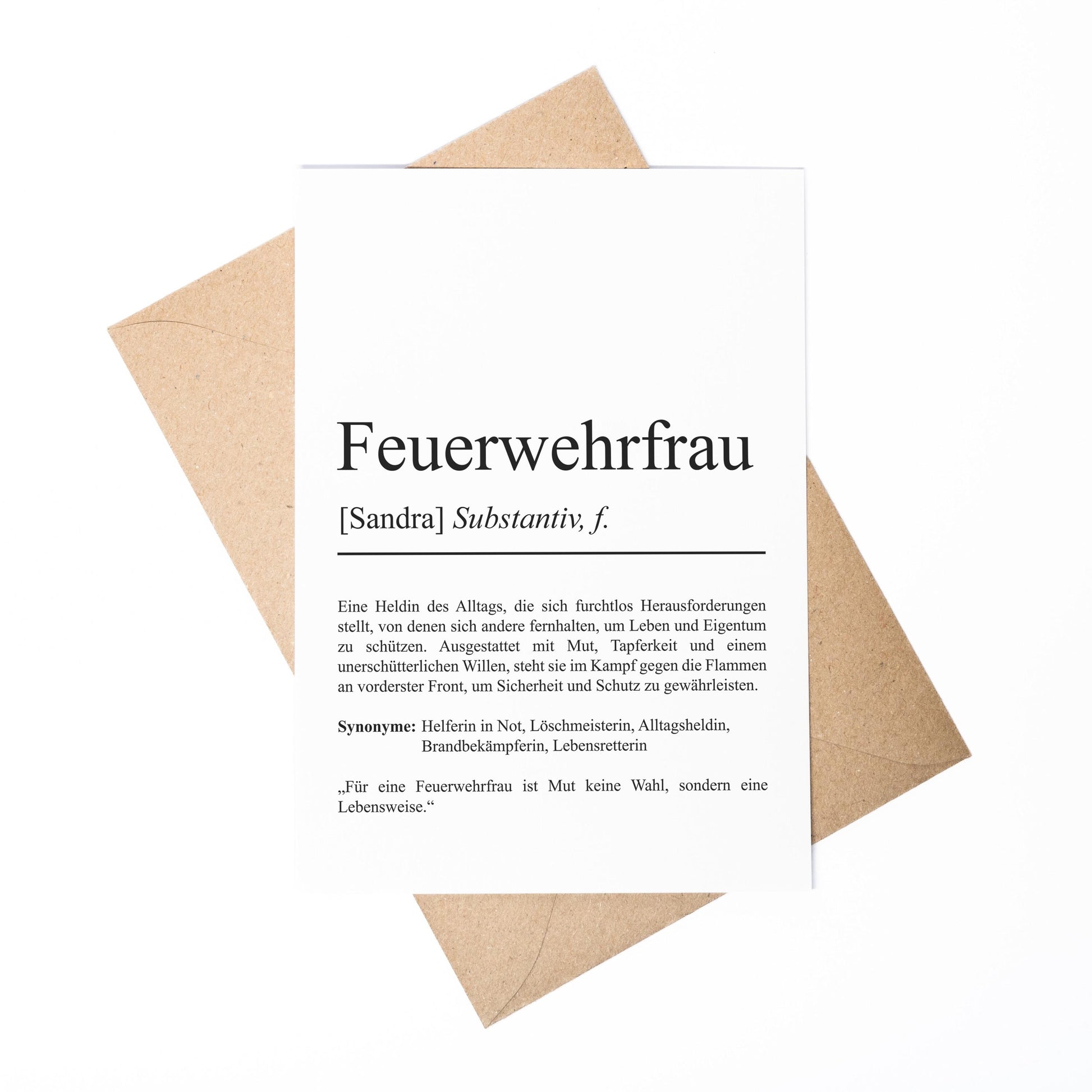 Feuerwehrfrau Definition Karte personalisierbar mit Namen Beruf Grußkarte Feuerwehr Geschenk Geburtstag Feuerwehrfrau Postkarte Definition