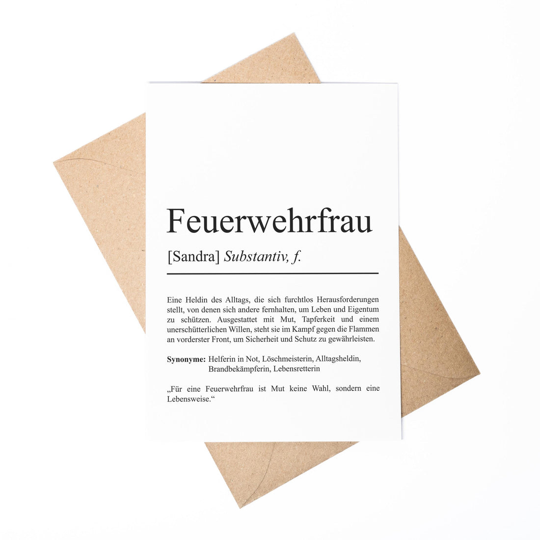 Feuerwehrfrau Definition Karte A6 personalisierbar mit Namen Beruf Grußkarte Feuerwehr Geschenk Geburtstag Feuerwehrfrau Klappkarte