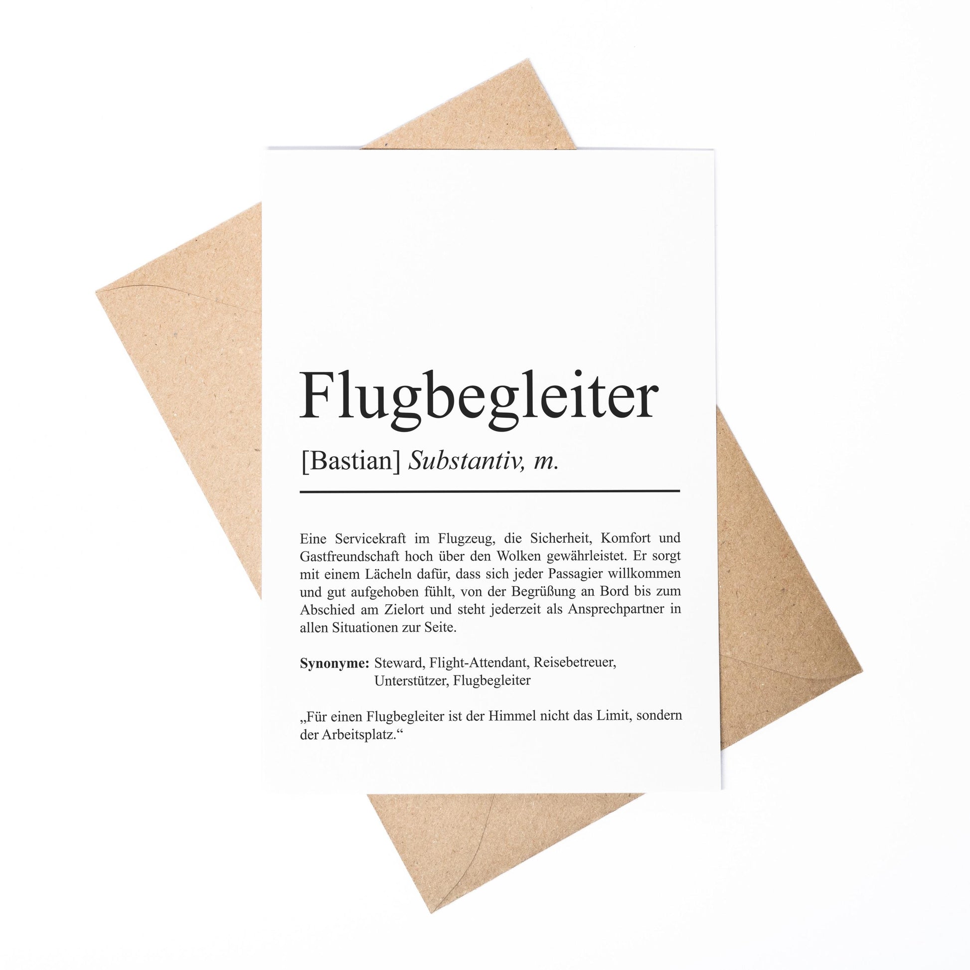 Flugbegleiter Definition Karte A6 personalisierbar mit Namen Beruf Grußkarte Flugbegleiter Geschenk Geburtstag Flugbegleiter Klappkarte
