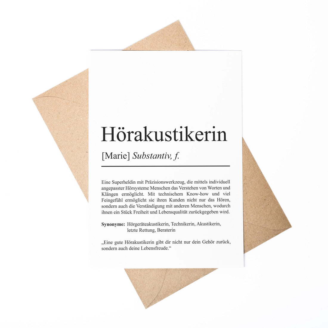 Hörakustikerin Definition A6 Karte personalisierbar mit Namen Beruf Grußkarte Akustikerin Geschenk Geburtstag Hörakustikerin Postkarte