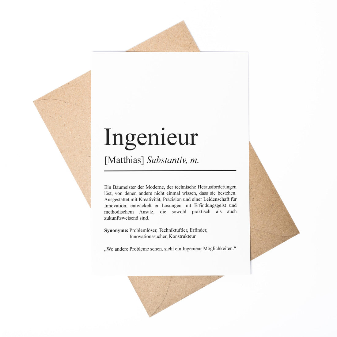 Ingenieur Definition A6 Karte personalisierbar mit Namen Beruf Grußkarte Ingenieur Geschenk Geburtstag Ingenieur Klappkarte Definition