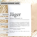 Jäger Definition Karte personalisierbar mit Namen Beruf Grußkarte Jäger Geschenk Geburtstag Jäger Postkarte Definition
