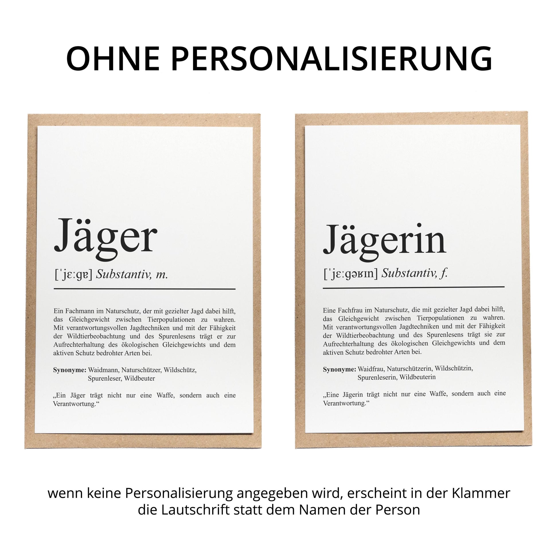 Jägerin Definition Karte personalisierbar mit Namen Beruf Grußkarte Jägerin Geschenk Geburtstag Jägerin Postkarte Definition