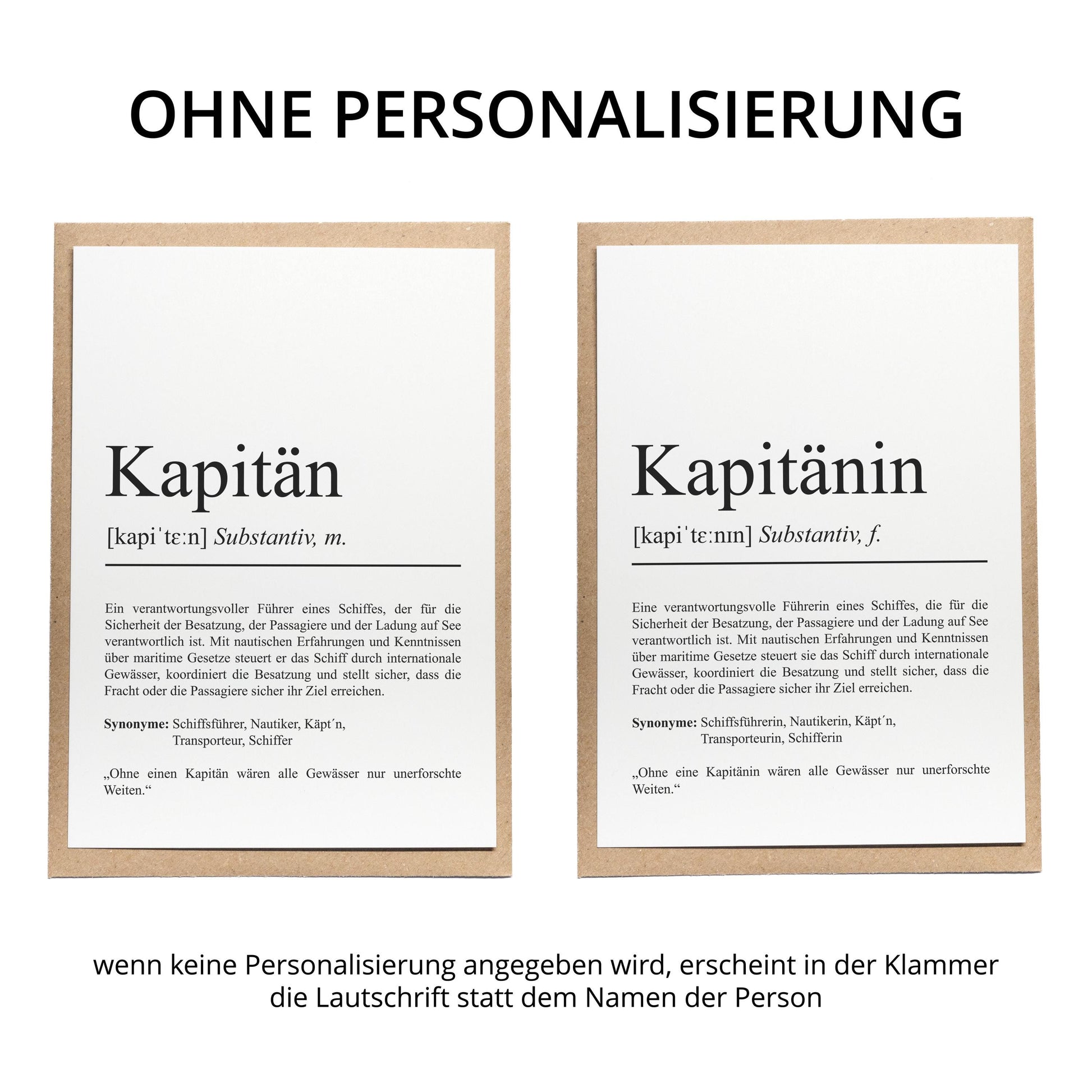 Kapitänin Definition Karte personalisierbar mit Namen Beruf Grußkarte Kapitänin Geschenk Geburtstag Kapitänin Postkarte Definition