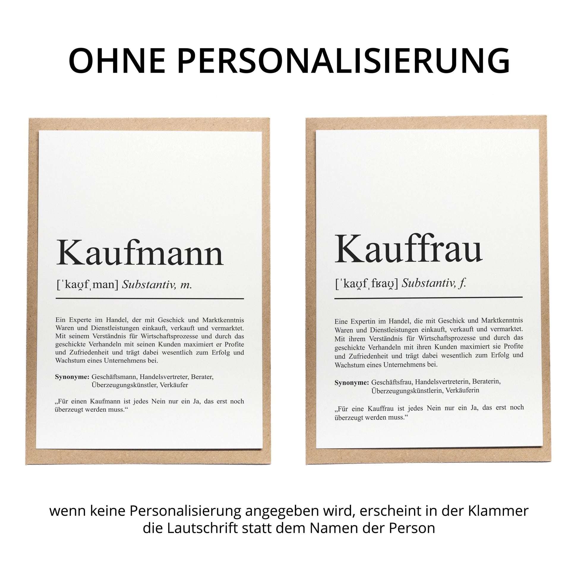 Kaufmann A6 Definition Karte personalisierbar mit Namen Beruf Grußkarte Kaufmann Geschenk Geburtstag Kaufmann Klappkarte