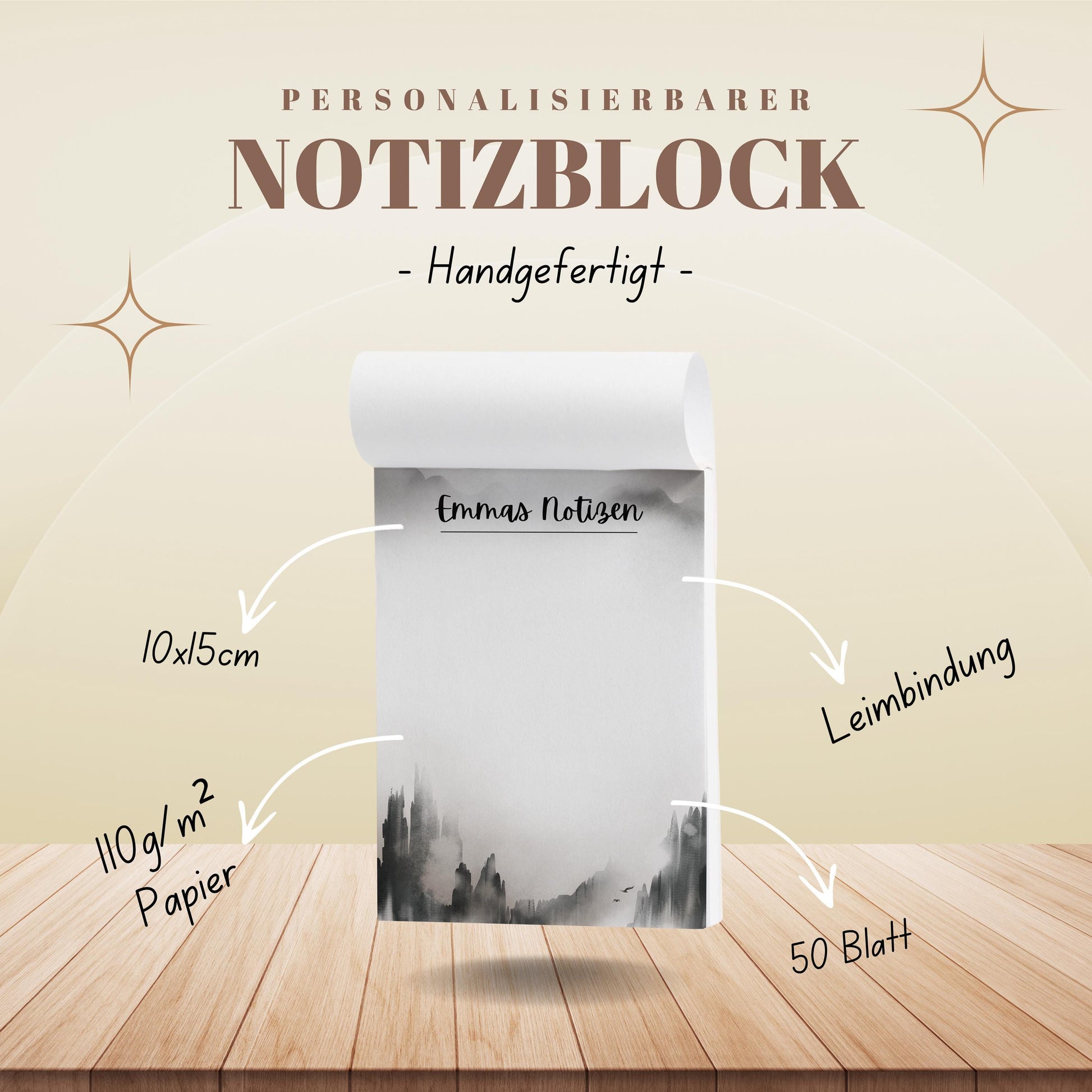 Notizblock Granit Notizblock personalisierbar mit Namen To Do Liste Notizblock für Studenten Schreibblock Bürobedarf Geschenk Kollege