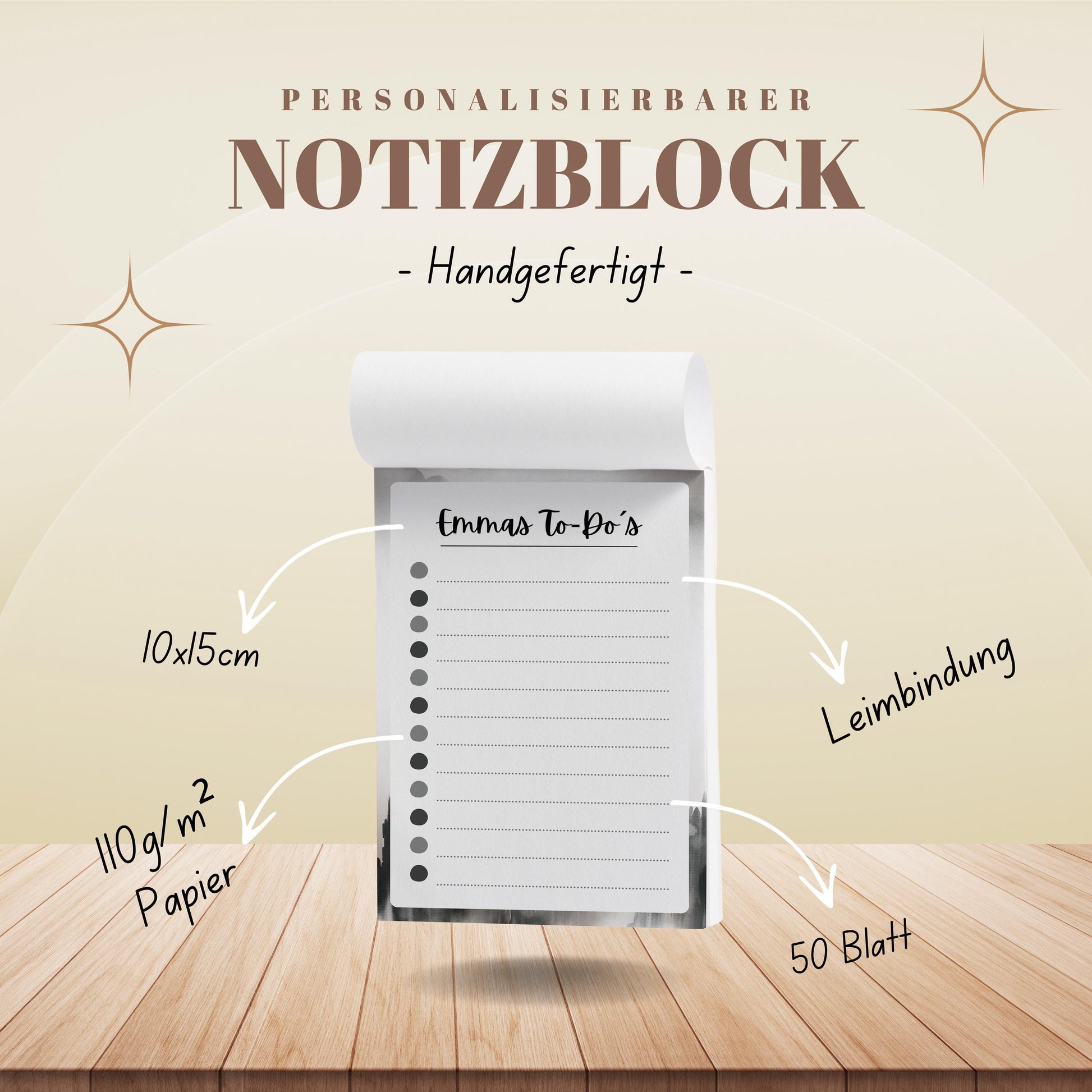 Notizblock Granit Notizblock personalisierbar mit Namen To Do Liste Notizblock für Studenten Schreibblock Bürobedarf Geschenk Kollege