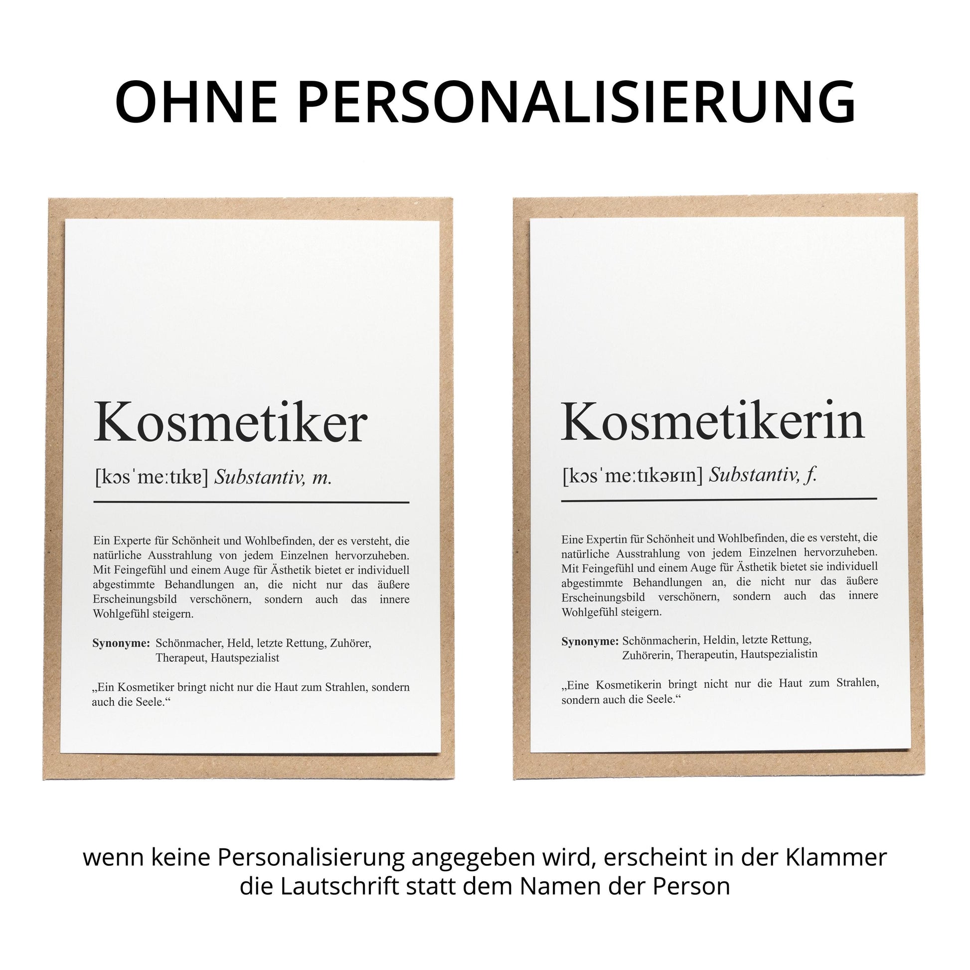 Kosmetiker Definition Karte personalisierbar mit Namen Beruf Grußkarte Kosmetiker Geschenk Geburtstag Kosmetiker Postkarte Definition