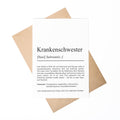 Krankenschwester Definition Karte personalisierbar mit Namen Beruf Grußkarte Krankenschwester Geschenk Geburtstag Pflegerin Postkarte