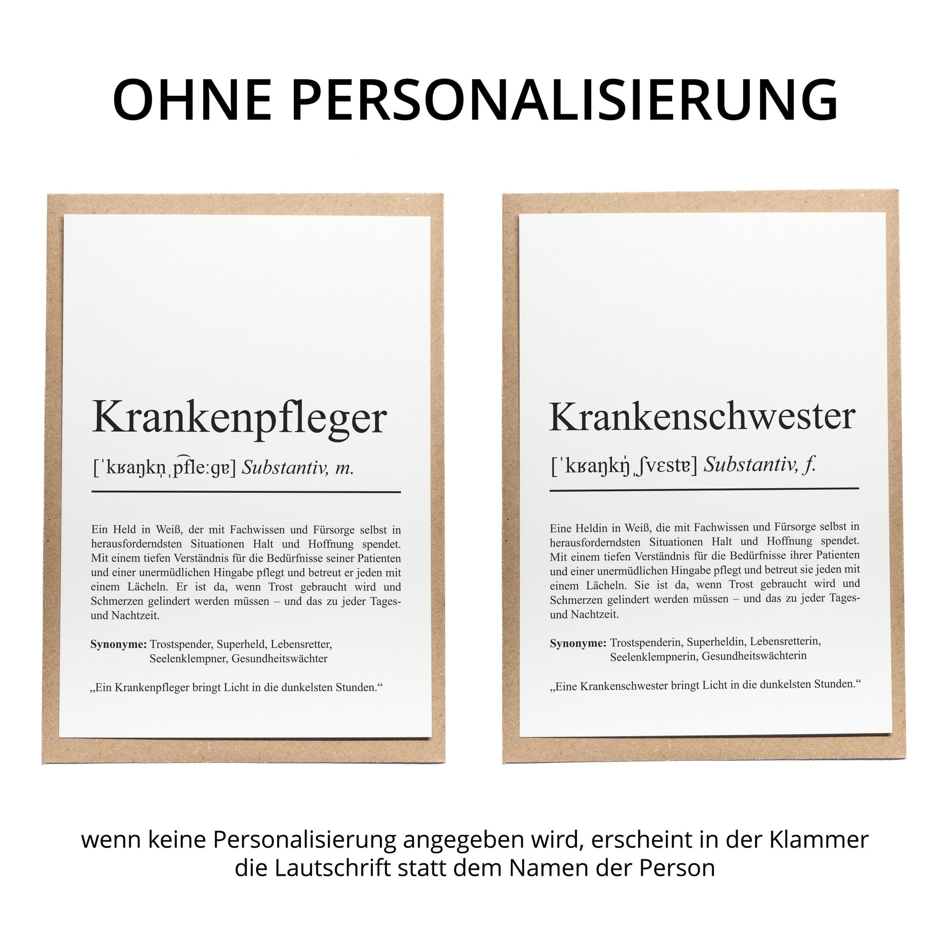 Krankenschwester Definition Karte personalisierbar mit Namen Beruf Grußkarte Krankenschwester Geschenk Geburtstag Pflegerin Postkarte