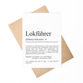 Lokführer Definition Karte personalisierbar mit Namen Beruf Grußkarte Lokführer Geschenk Geburtstag Lokführer Postkarte Definition
