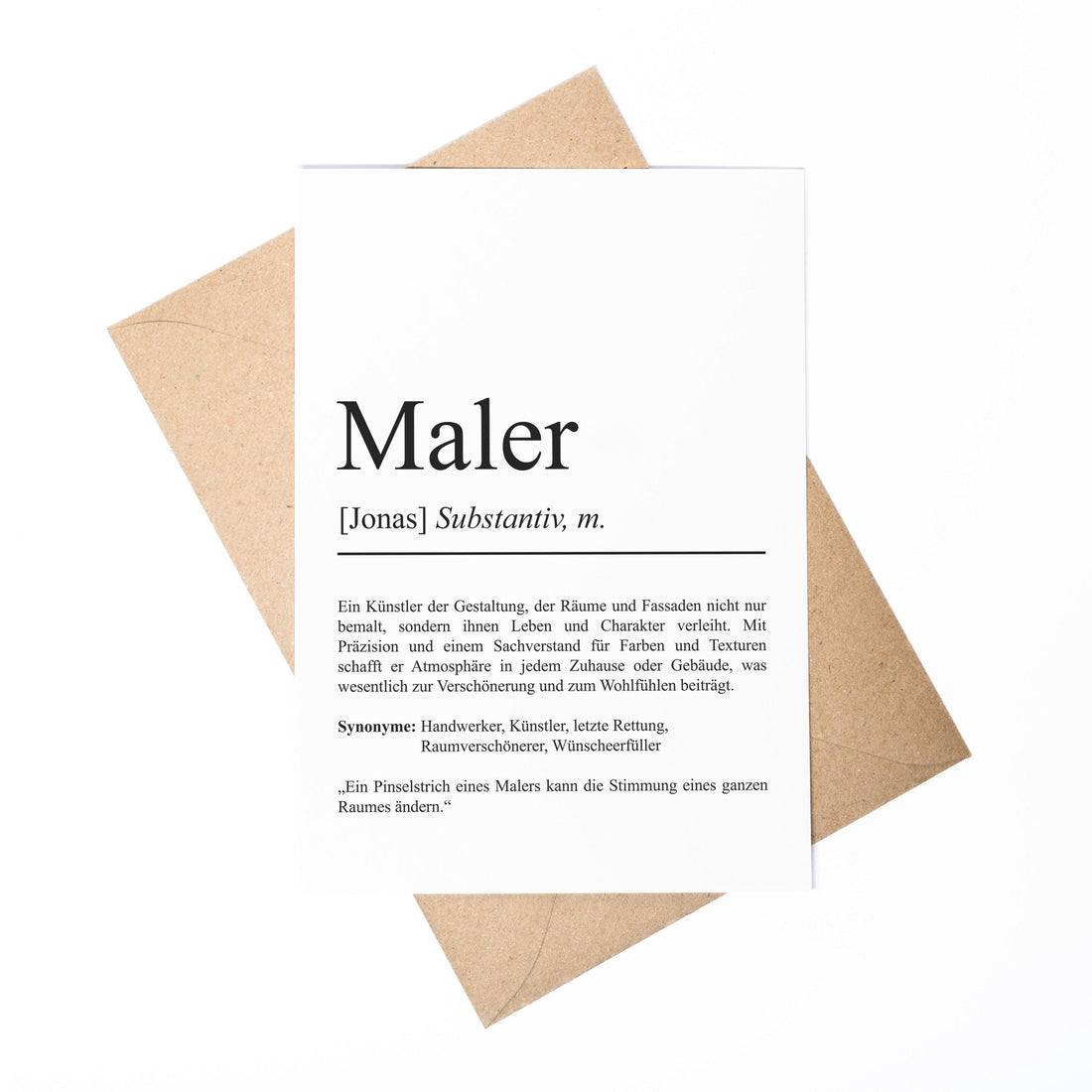 Maler Definition Karte personalisierbar mit Namen Beruf Grußkarte Maler Geschenk Geburtstag Maler Postkarte Definition