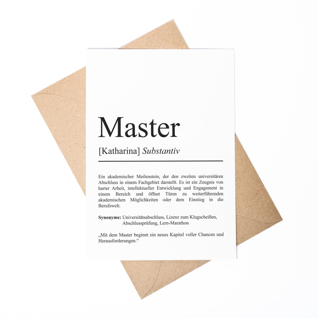 Master Definition Karte personalisierbar mit Namen Beruf Grußkarte Student Geschenk Geburtstag Master Postkarte Definition