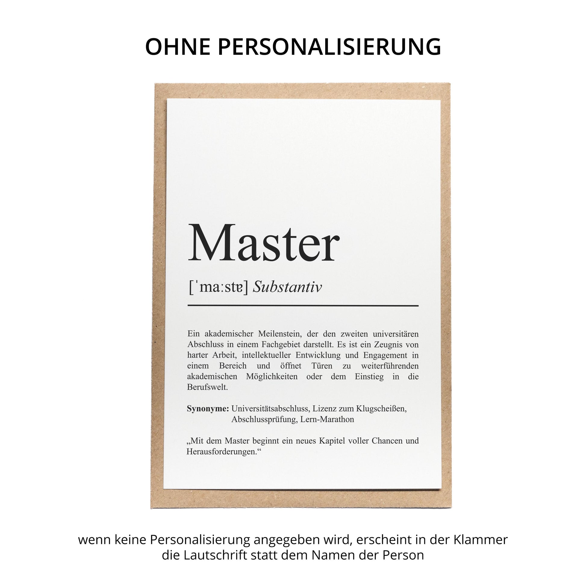 Master Definition Karte personalisierbar mit Namen Beruf Grußkarte Student Geschenk Geburtstag Master Postkarte Definition