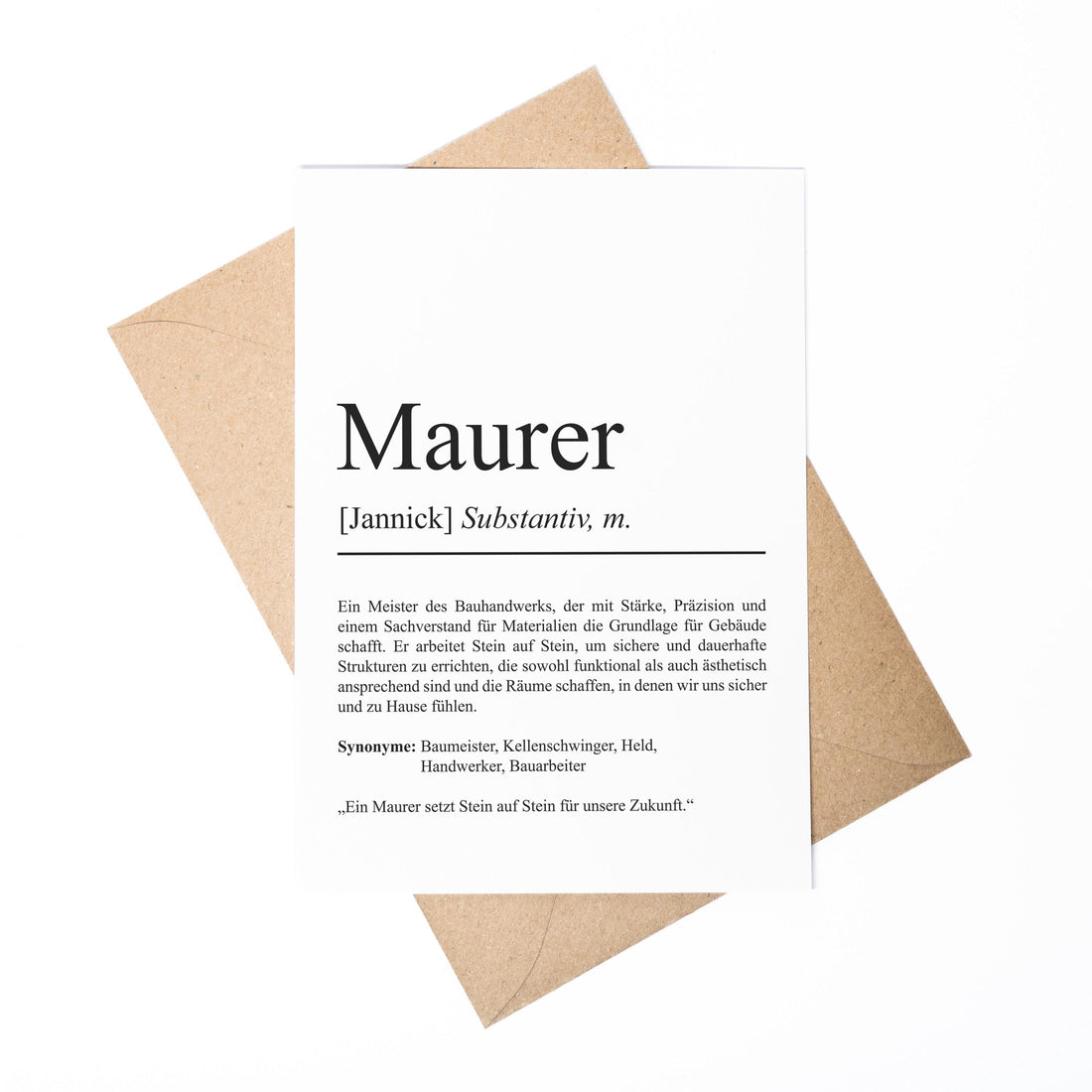 Maurer Definition A6 Karte personalisierbar mit Namen Beruf Grußkarte Maurer Geschenk Geburtstag Maurer Klappkarte Definition