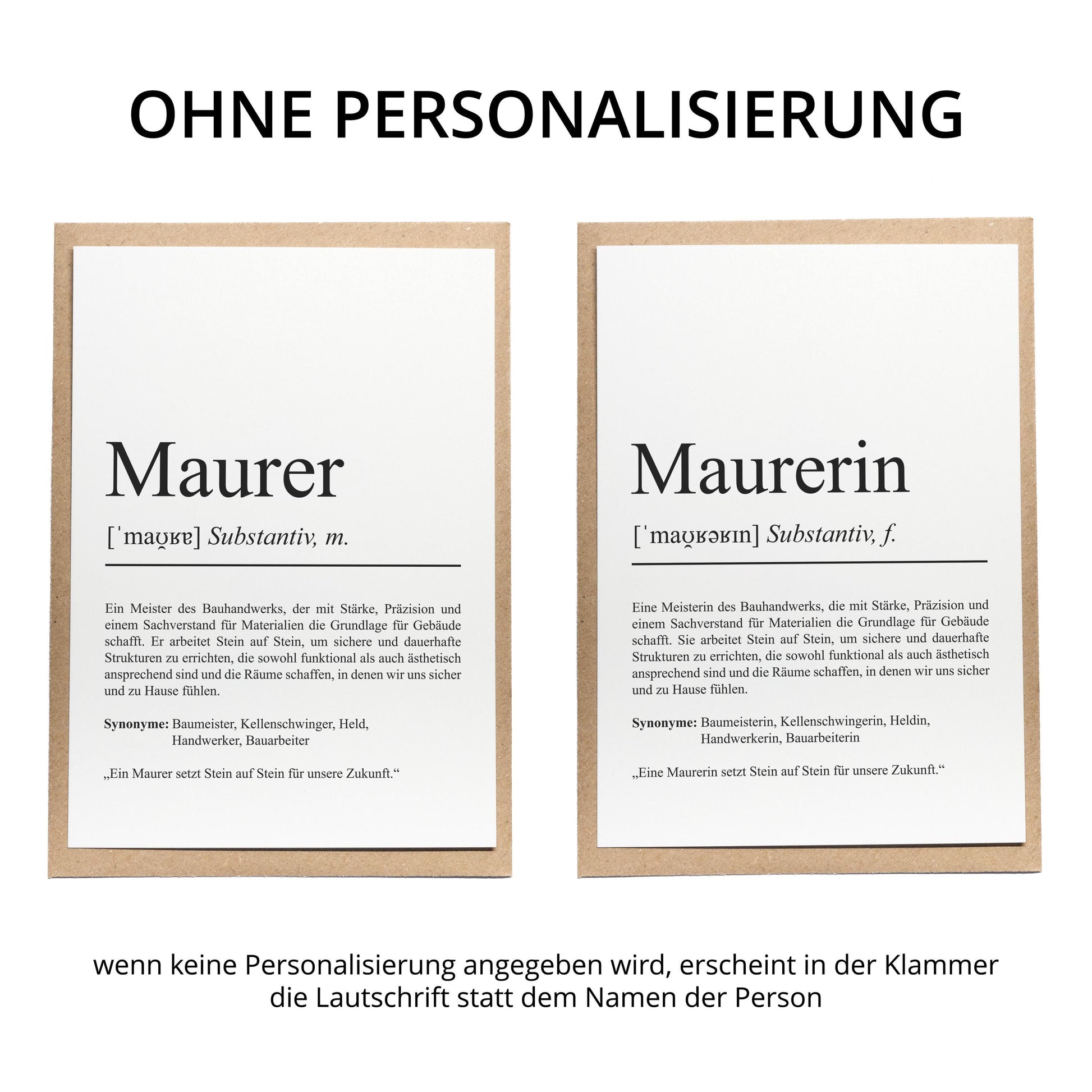 Maurerin Definition Karte personalisierbar mit Namen Beruf Grußkarte Maurerin Geschenk Geburtstag Maurerin Postkarte Definition