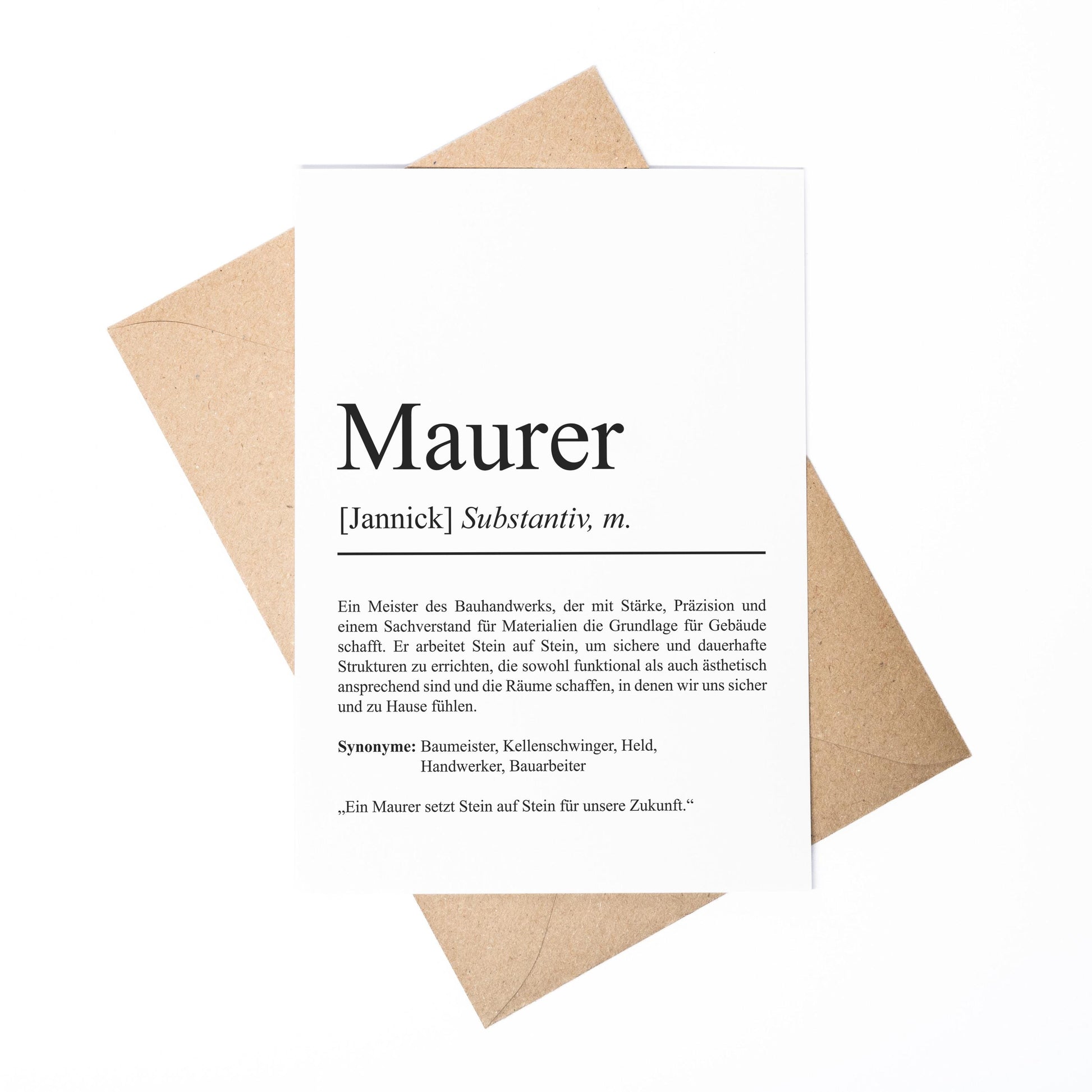 Maurerin Definition Karte personalisierbar mit Namen Beruf Grußkarte Maurerin Geschenk Geburtstag Maurerin Postkarte Definition