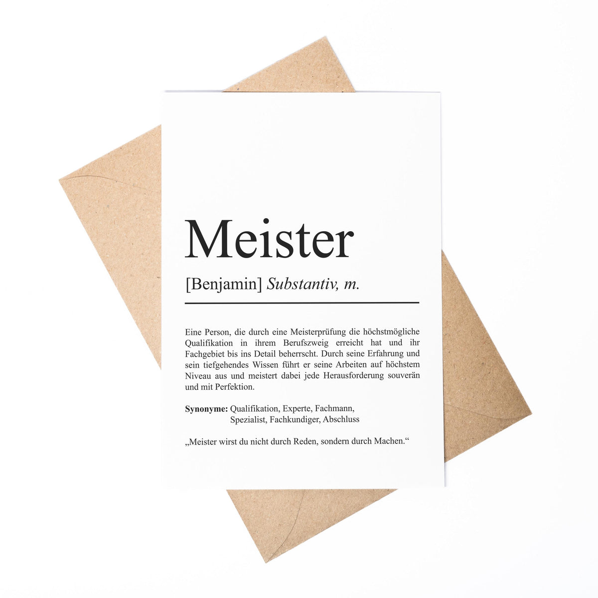 Meister Definition A6 Karte personalisierbar mit Namen Beruf Grußkarte Meister Geschenk Abschluss Meister Postkarte