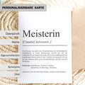 Meisterin Definition A6 Karte personalisierbar mit Namen Beruf Grußkarte Meisterin Geschenk Abschluss Meisterin Postkarte