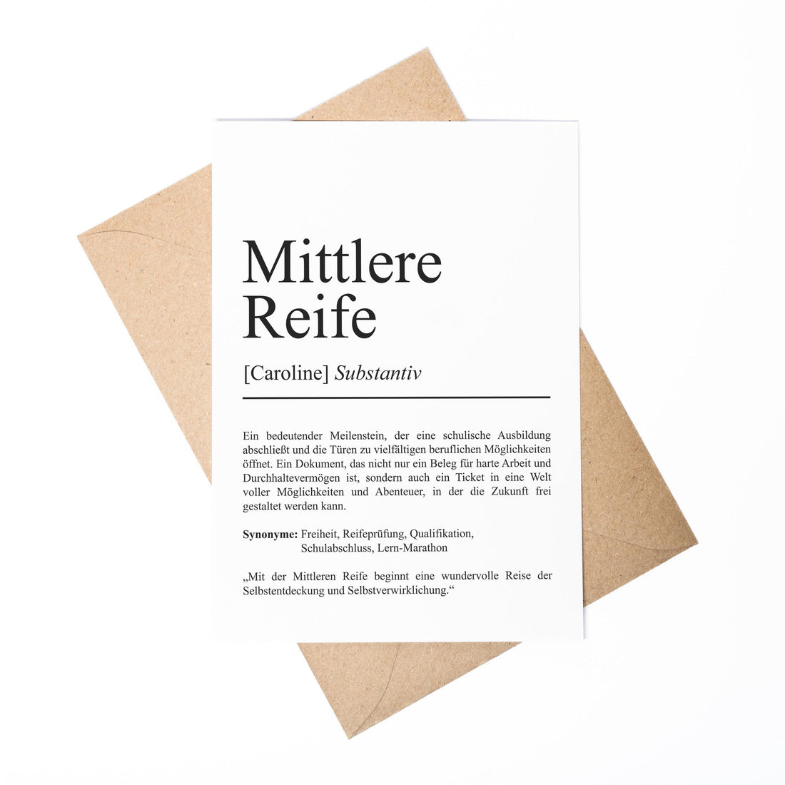 Mittlere Reife Definition Karte personalisierbar mit Namen Abschluss Grußkarte Mittlere Reife Geschenk Geburtstag Mittlere Reife Postkarte