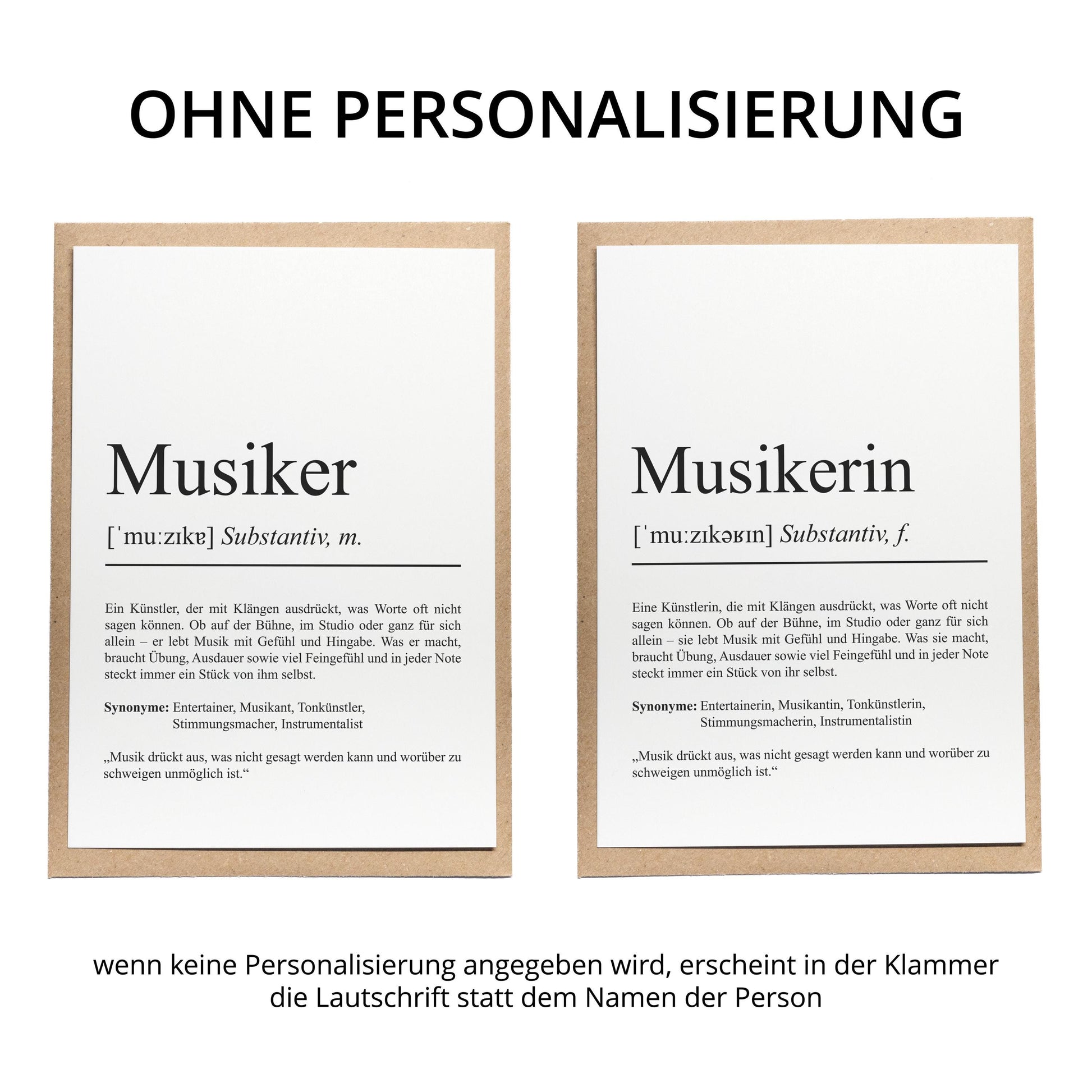 Musikerin Definition Karte personalisierbar mit Namen Beruf Grußkarte Musikerin Geschenk Geburtstag Musikerin Postkarte Definition