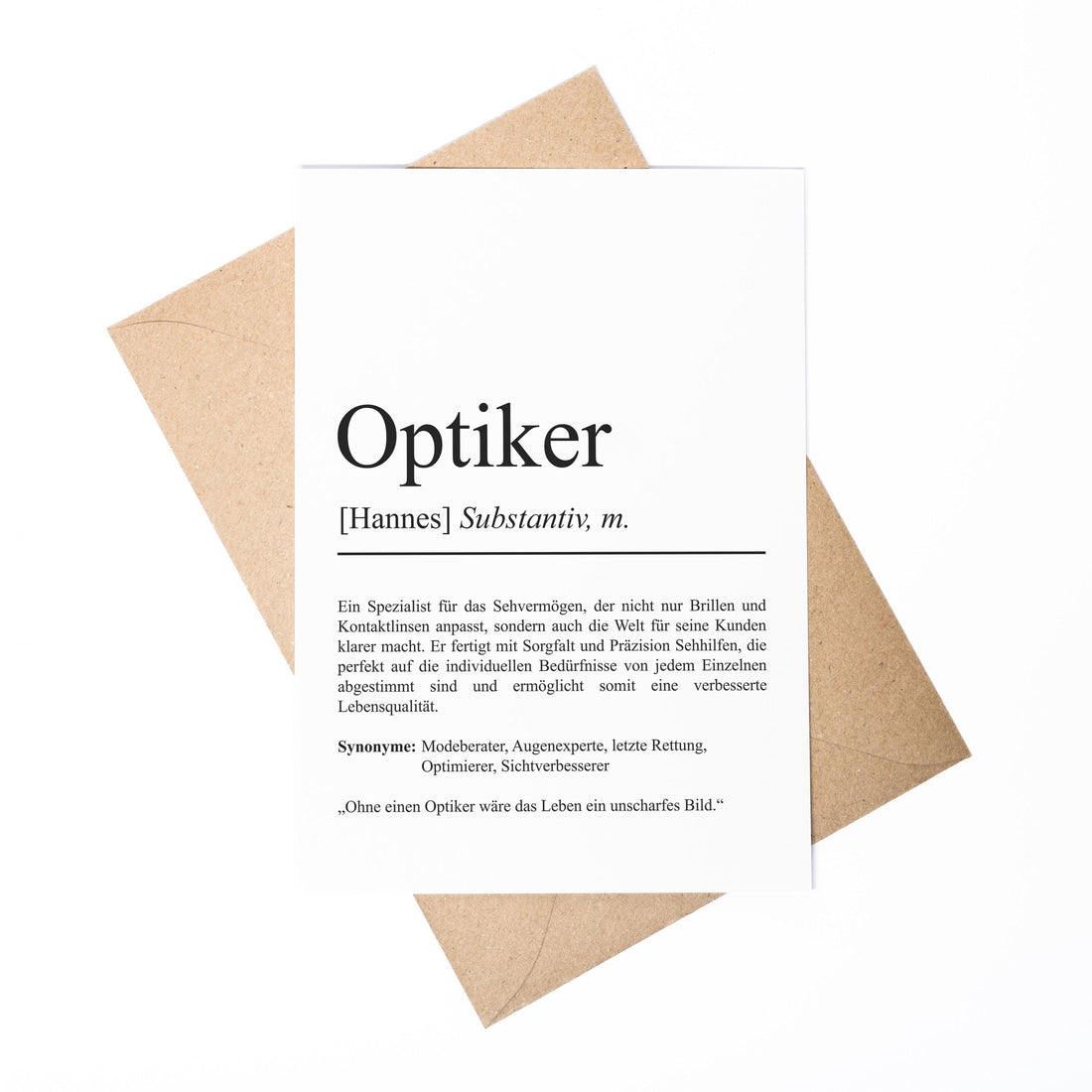 Optiker Definition Karte personalisierbar mit Namen Beruf Grußkarte Optiker Geschenk Geburtstag Optiker Postkarte Definition
