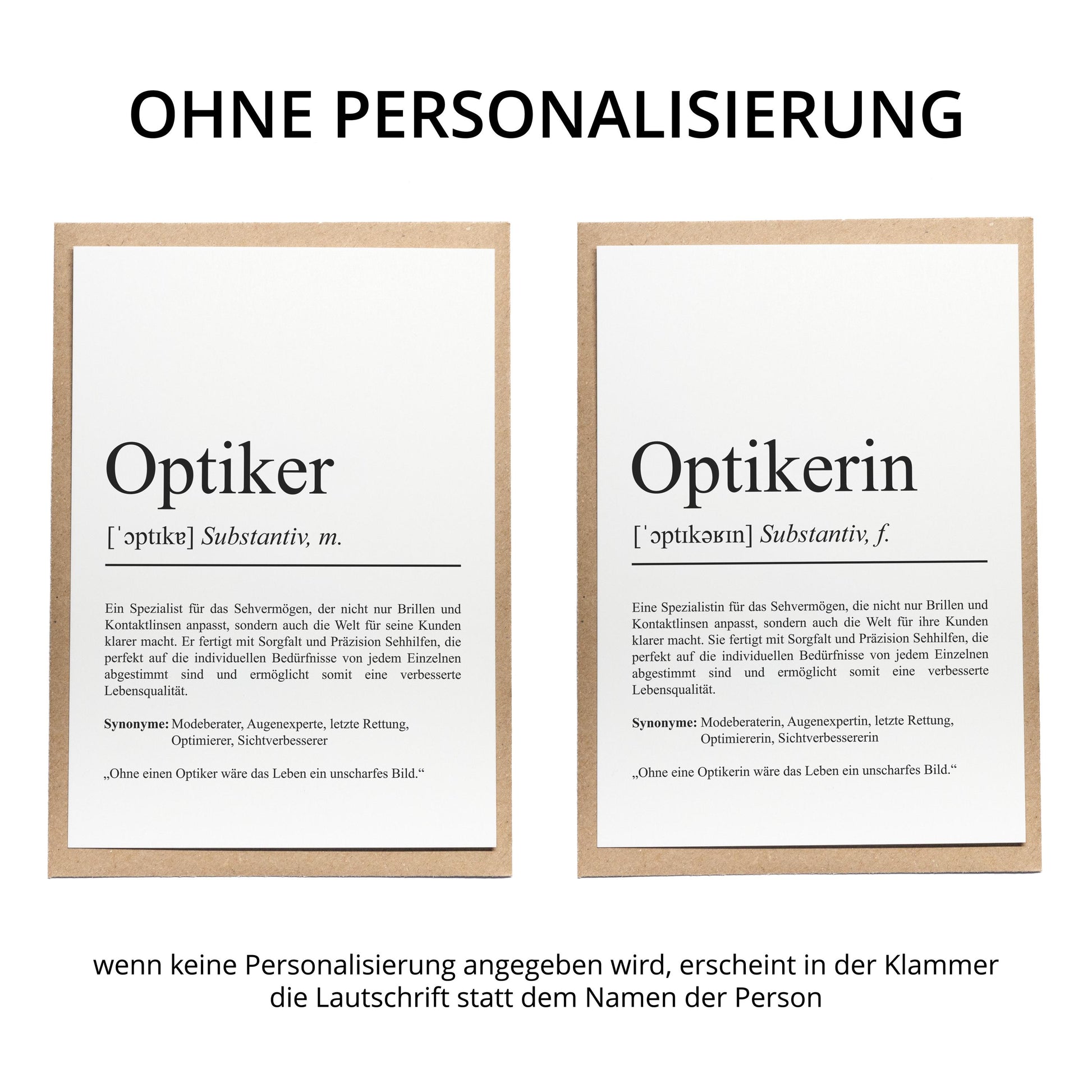 Optiker Definition Karte personalisierbar mit Namen Beruf Grußkarte Optiker Geschenk Geburtstag Optiker Postkarte Definition