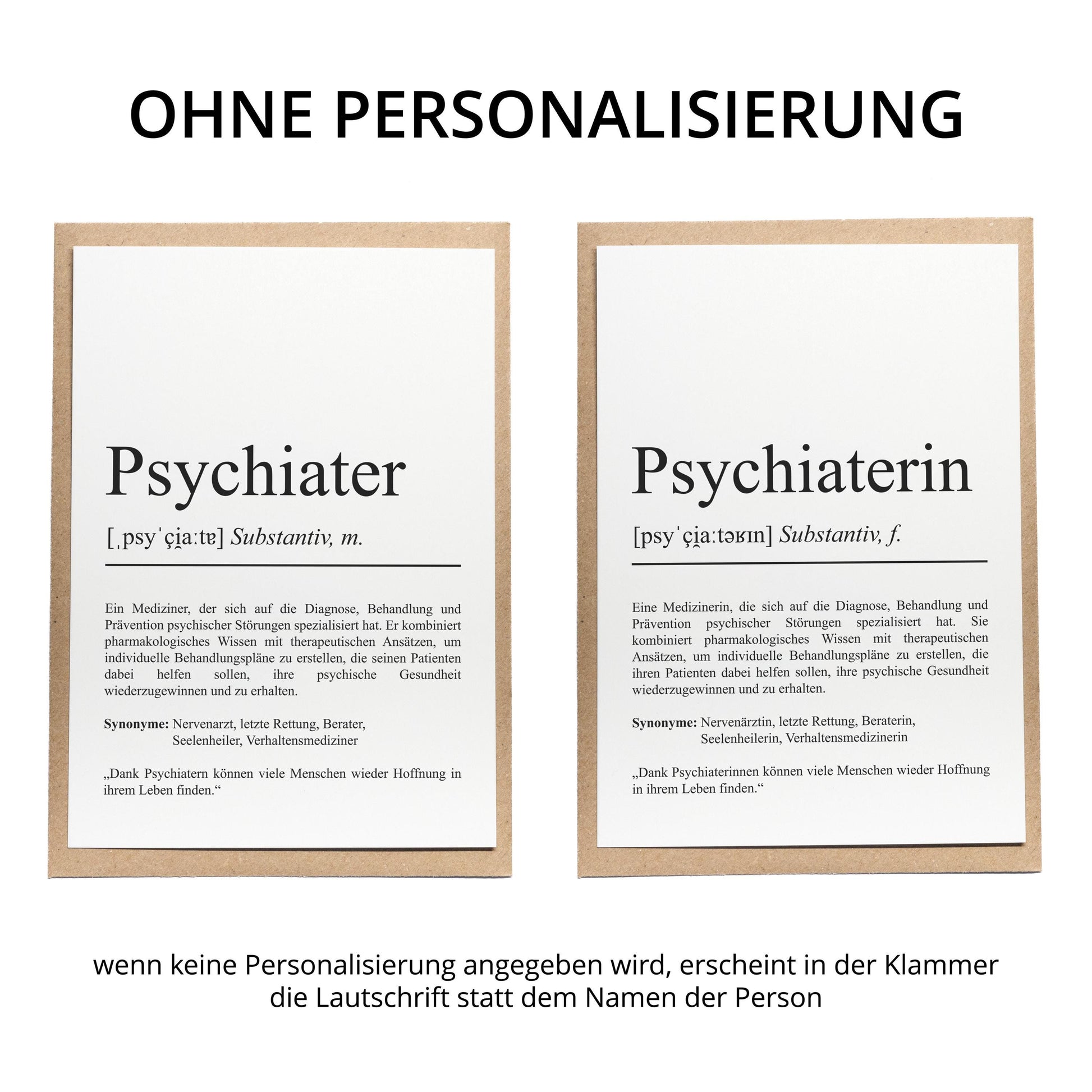 Psychiater Definition Karte personalisierbar mit Namen Beruf Grußkarte Psychiater Geschenk Geburtstag Psychiater Postkarte