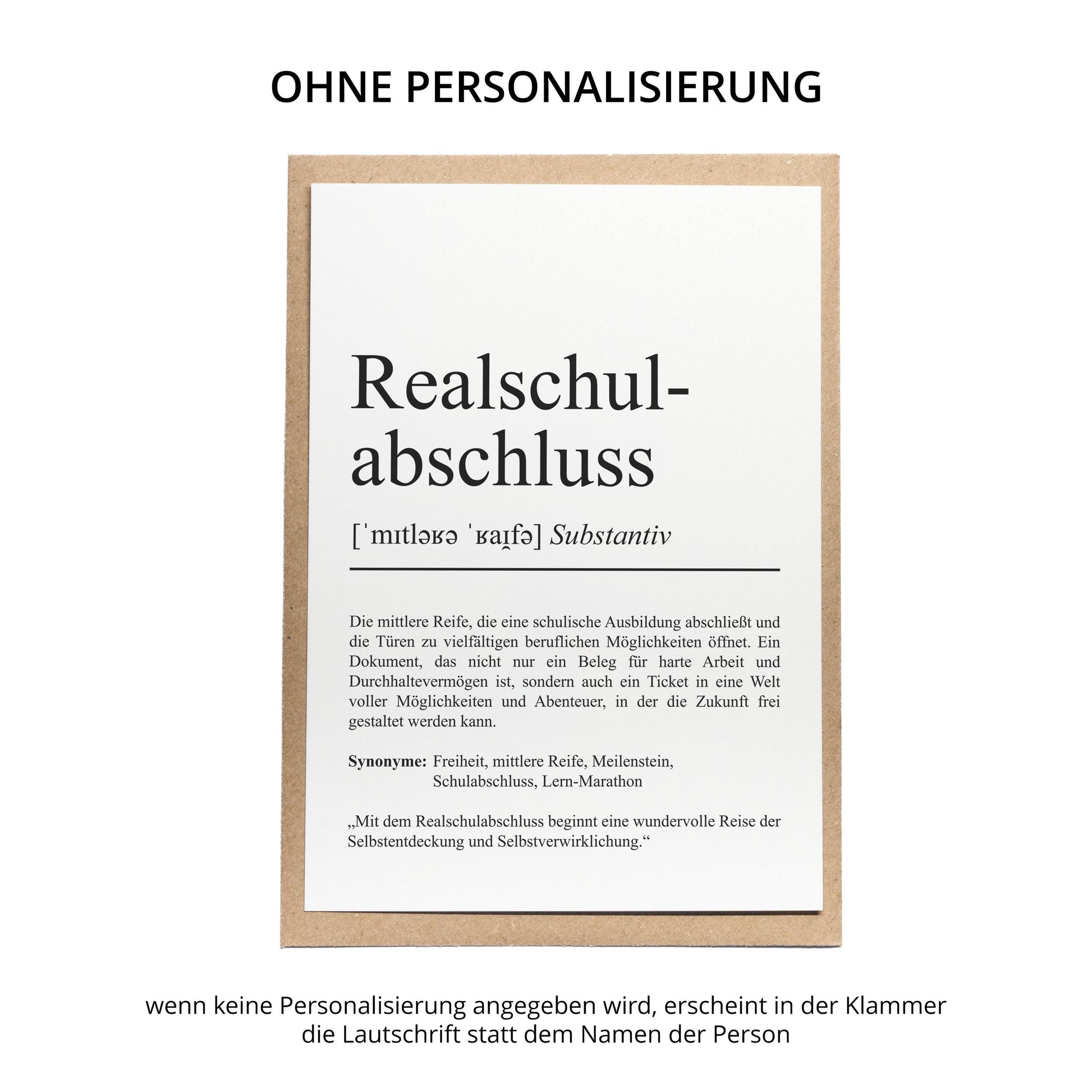 Realschulabschluss Definition Karte personalisierbar mit Namen Abschluss Grußkarte Realschulabschluss Geschenk Geburtstag Postkarte