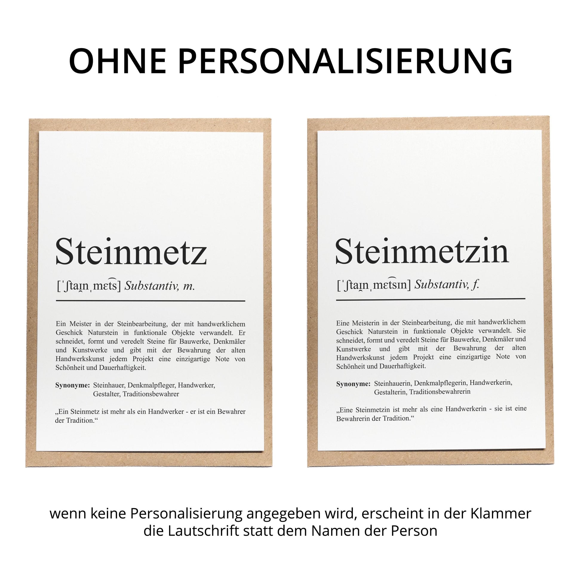 Steinmetzin Definition Karte personalisierbar mit Namen Beruf Grußkarte Steinmetzin Geschenk Geburtstag Steinmetzin Postkarte Definition