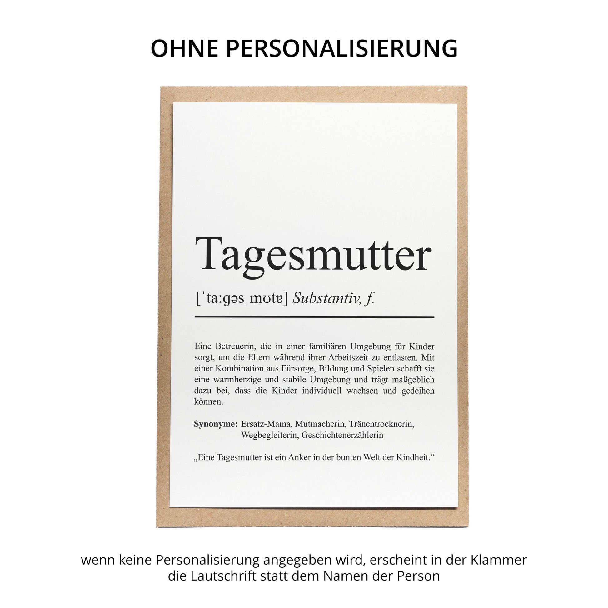 Tagesmutter Definition Karte personalisierbar mit Namen Beruf Grußkarte Tagesmutter Geschenk Geburtstag Tagesmutter Postkarte Definition