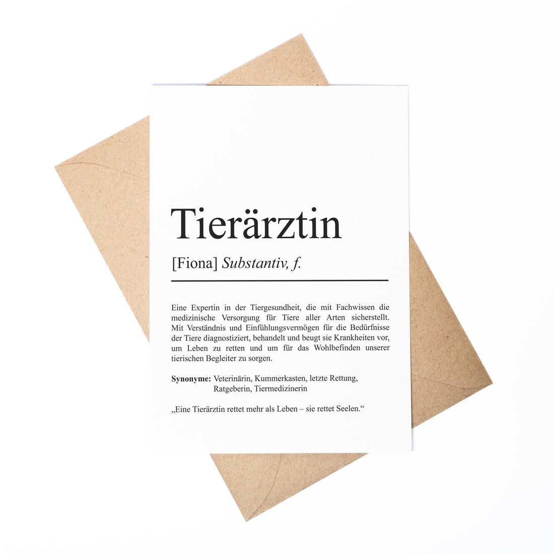 Tierärztin Definition A6 Karte personalisierbar mit Namen Beruf Grußkarte Tierärztin Geschenk Geburtstag Tierärztin Klappkarte Definition