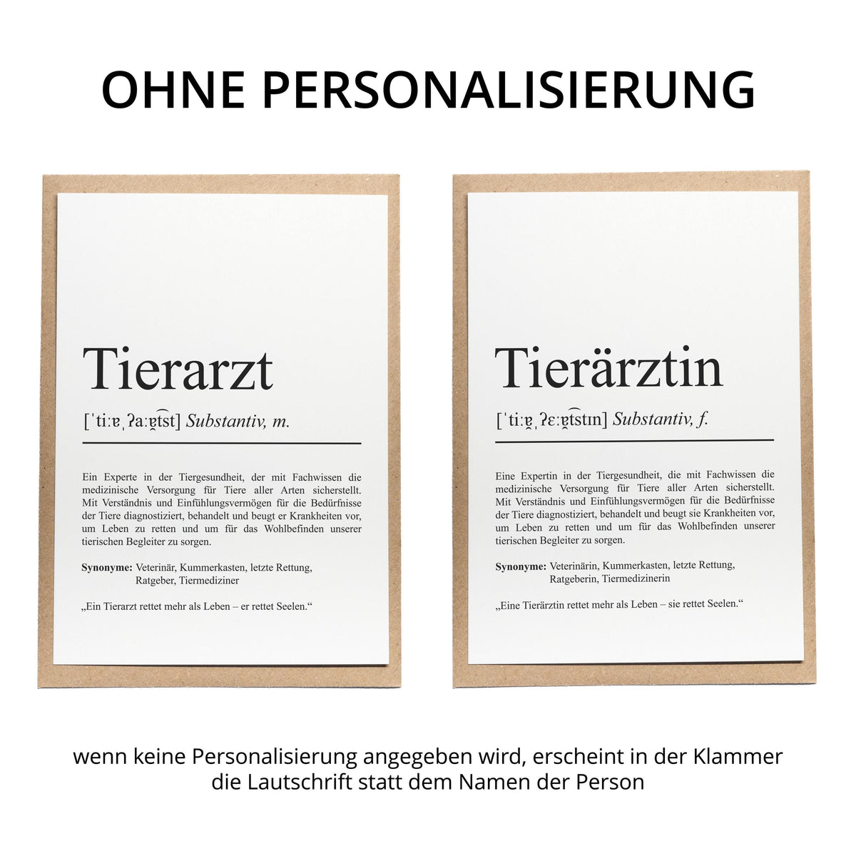 Tierärztin Definition Karte personalisierbar mit Namen Beruf Grußkarte Tierärztin Geschenk Geburtstag Tierärztin Postkarte Definition