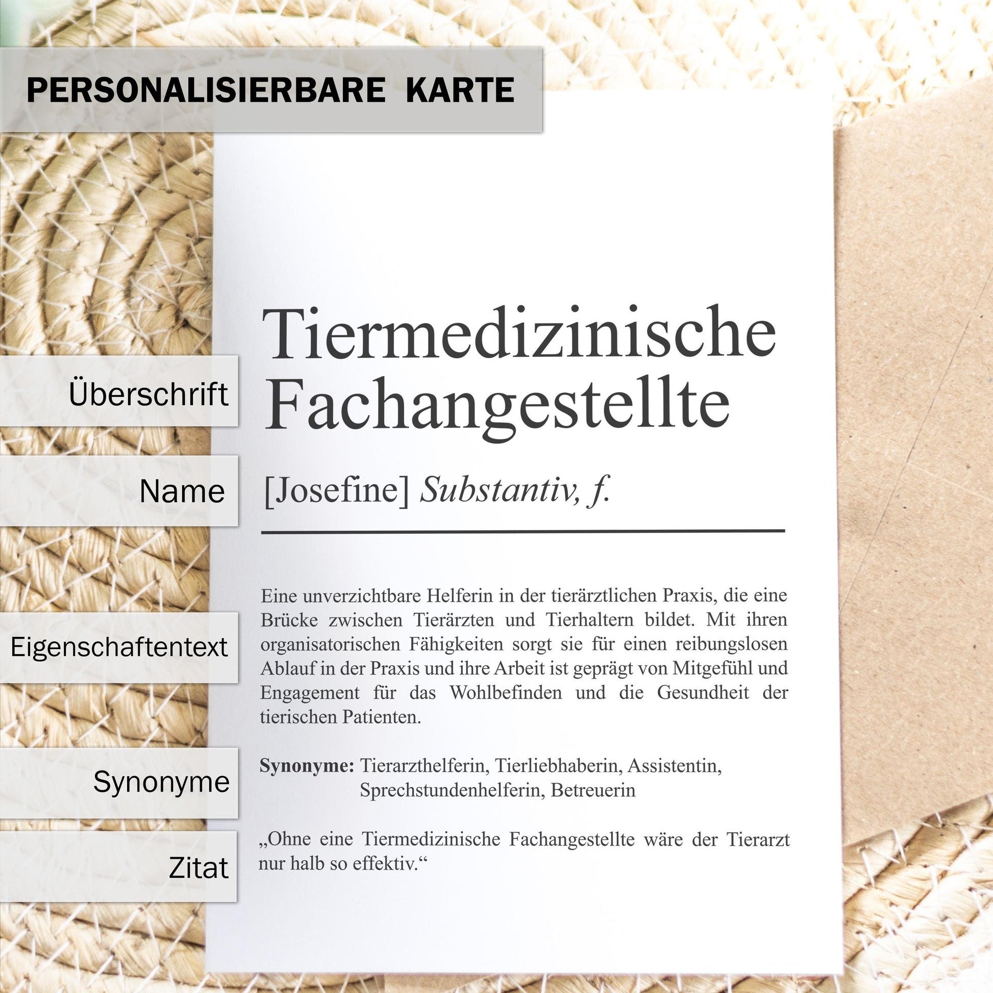 Tiermedizinische Fachangestellte Definition Karte personalisierbar Namen Beruf Postkarte Geschenk Tiermedizinische Fachangestellte Karte