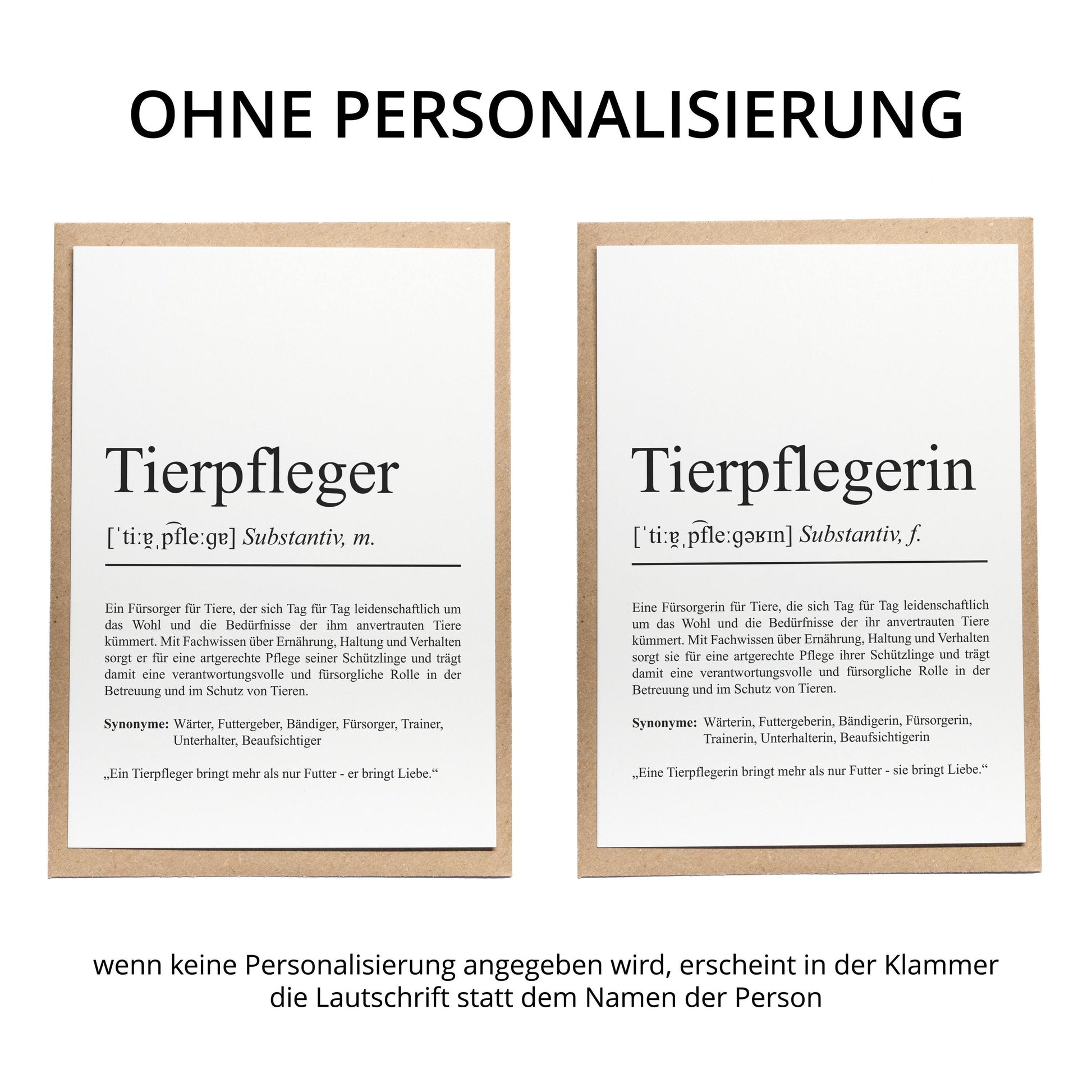 Tierpfleger Definition Karte personalisierbar mit Namen Beruf Grußkarte Tierpfleger Geschenk Geburtstag Tierpfleger Postkarte Definition