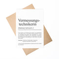 Vermessungstechnikerin Definition Karte personalisierbar mit Namen Beruf Postkarte Geschenk Vermessungstechnikerin Geburtstag Grußkarte