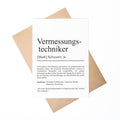 Vermessungstechnikerin Definition Karte personalisierbar mit Namen Beruf Postkarte Geschenk Vermessungstechnikerin Geburtstag Grußkarte