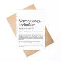 Vermessungstechnikerin Definition Karte personalisierbar mit Namen Beruf Postkarte Geschenk Vermessungstechnikerin Geburtstag Grußkarte