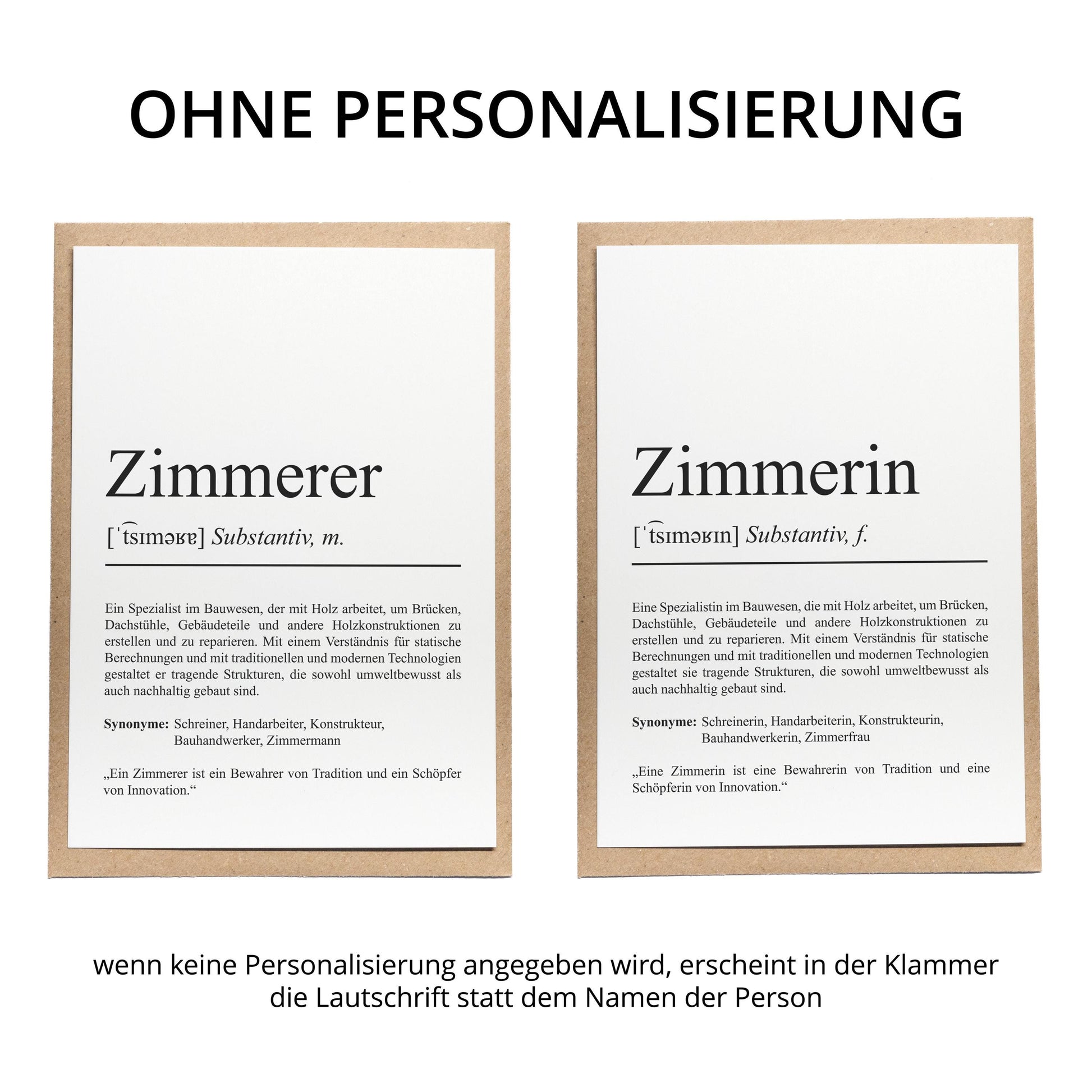 Zimmerin Definition Karte personalisierbar mit Namen Beruf Grußkarte Zimmerin Geschenk Geburtstag Zimmerer Postkarte Definition