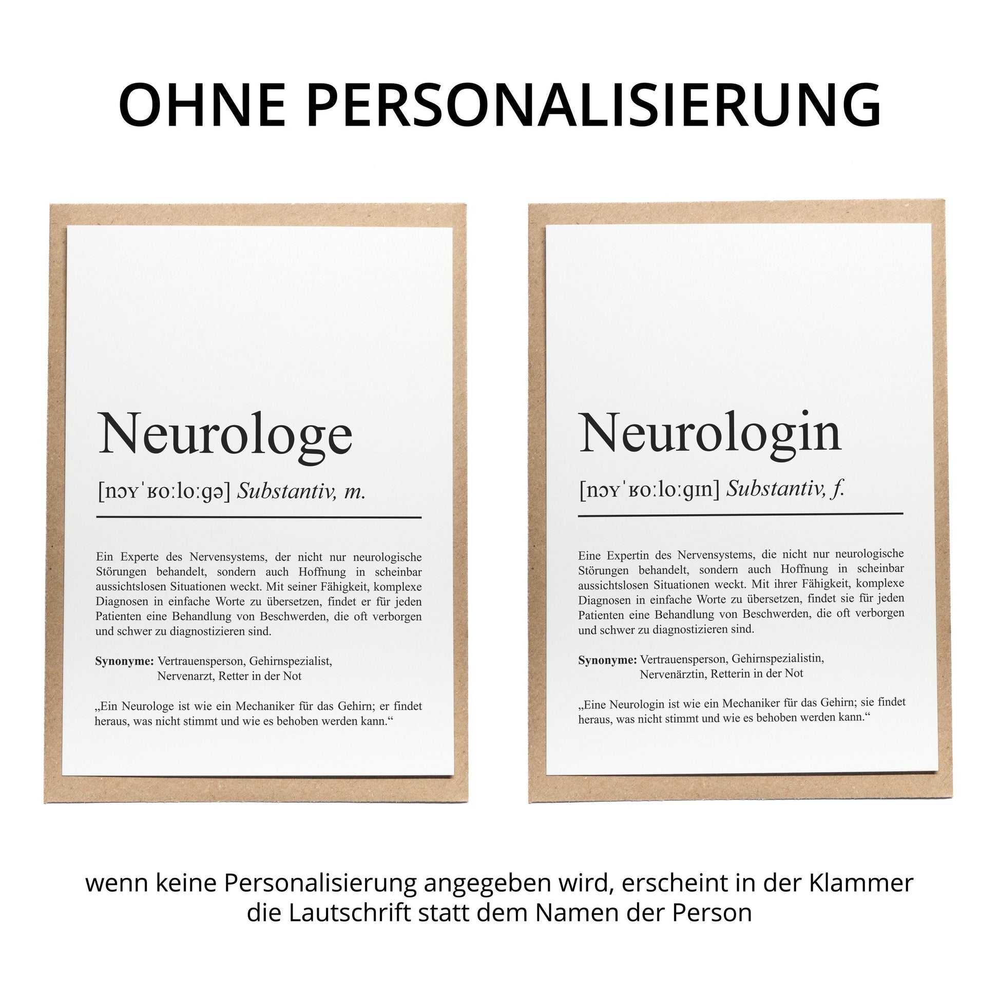 Neurologin Definition Karte A6 personalisierbar mit Namen Beruf Grußkarte Neurolgin Geschenk Geburtstag Neurologin Klappkarte Definition
