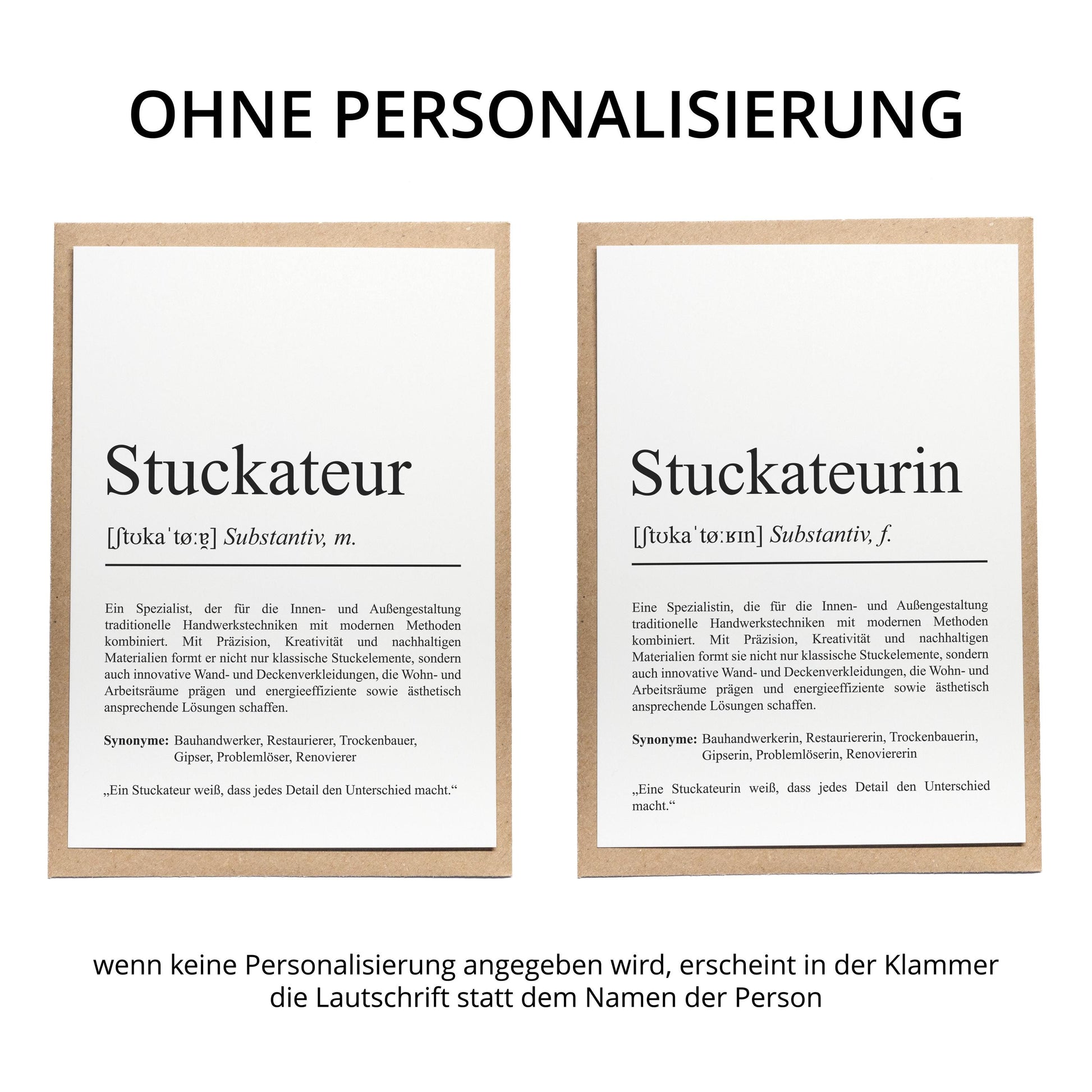 Stuckateuer Definition Karte A6 personalisierbar mit Namen Beruf Grußkarte Stuckateur Geschenk Geburtstag Stuckateur Klappkarte Definition