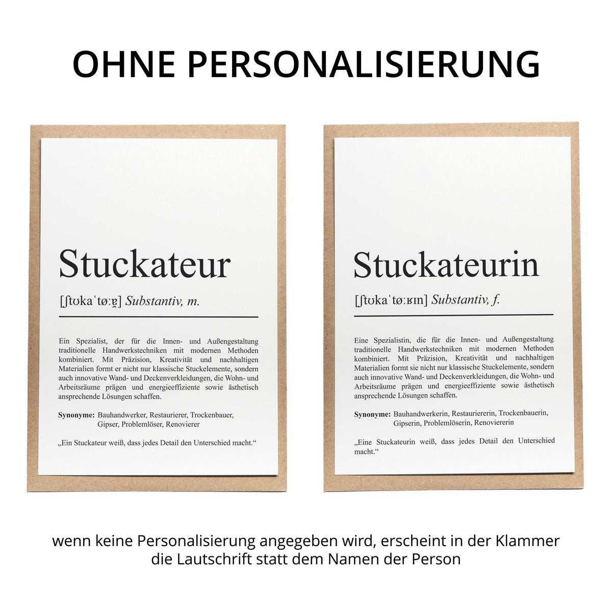 Stuckateuerin Definition Karte A6 personalisierbar mit Namen Beruf Grußkarte Stuckateurin Geschenk Geburtstag Stuckateurin Klappkarte