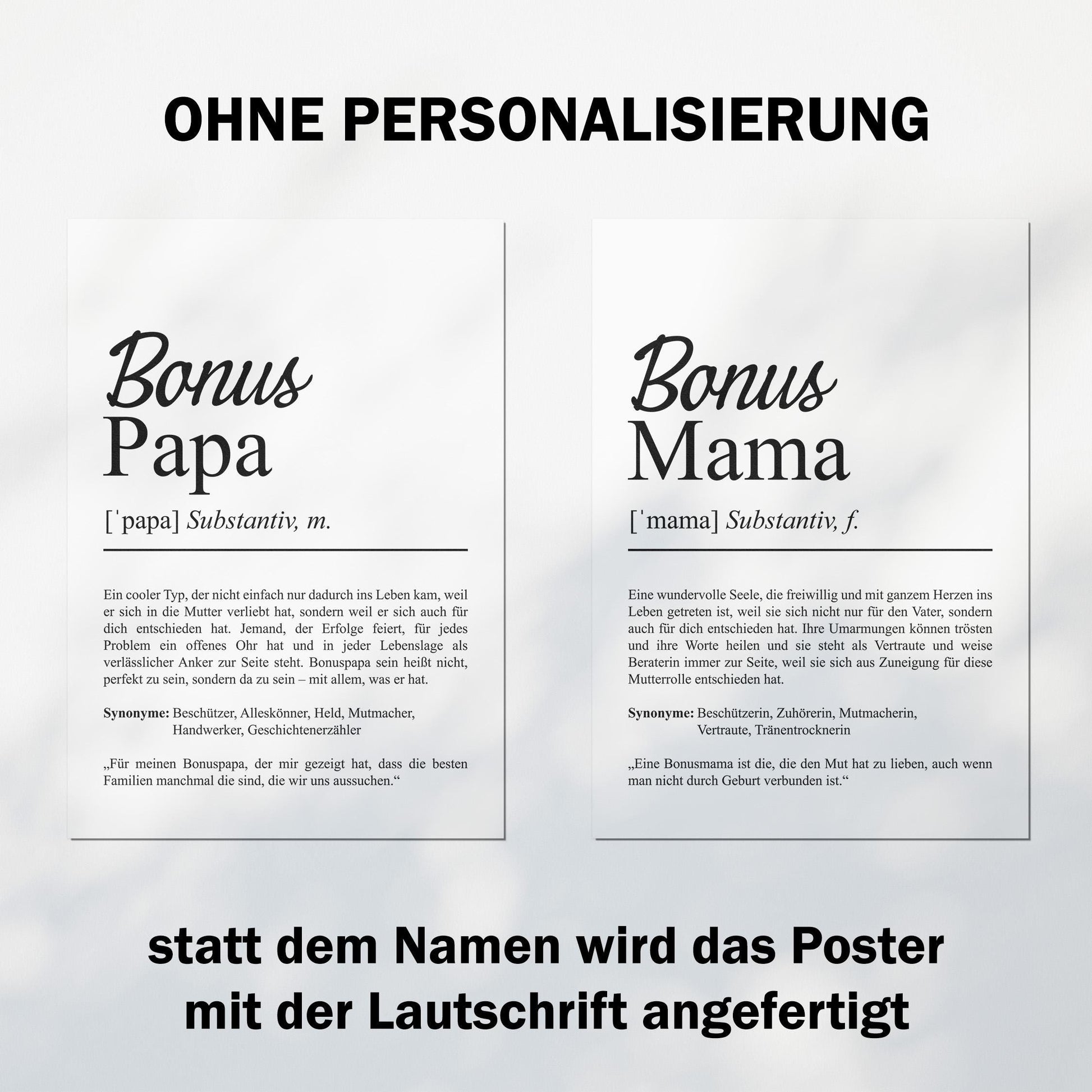 Bonusmama Definition Poster personalisierbar mit Namen Bonusmama Poster Geschenk Geburtstag Bonusmama Poster Definition Adoption Mutter