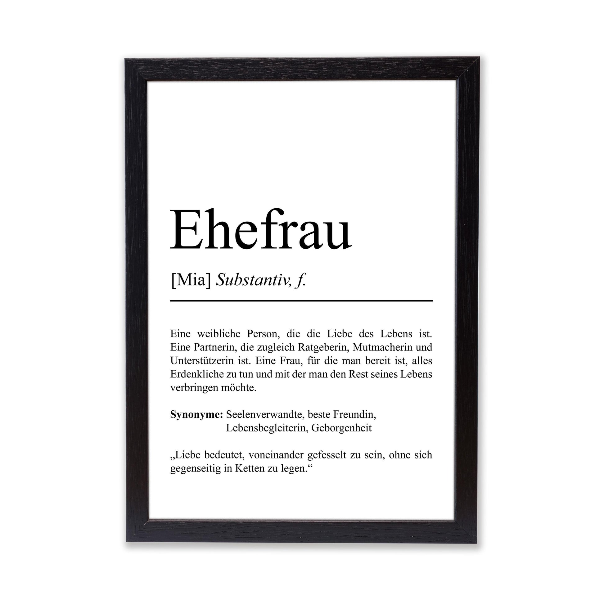Ehefrau Definition Poster personalisierbar mit Namen Frau Poster Geschenk Einzug Geburtstag Geschenk Frau Hochzeit Geschenk Poster