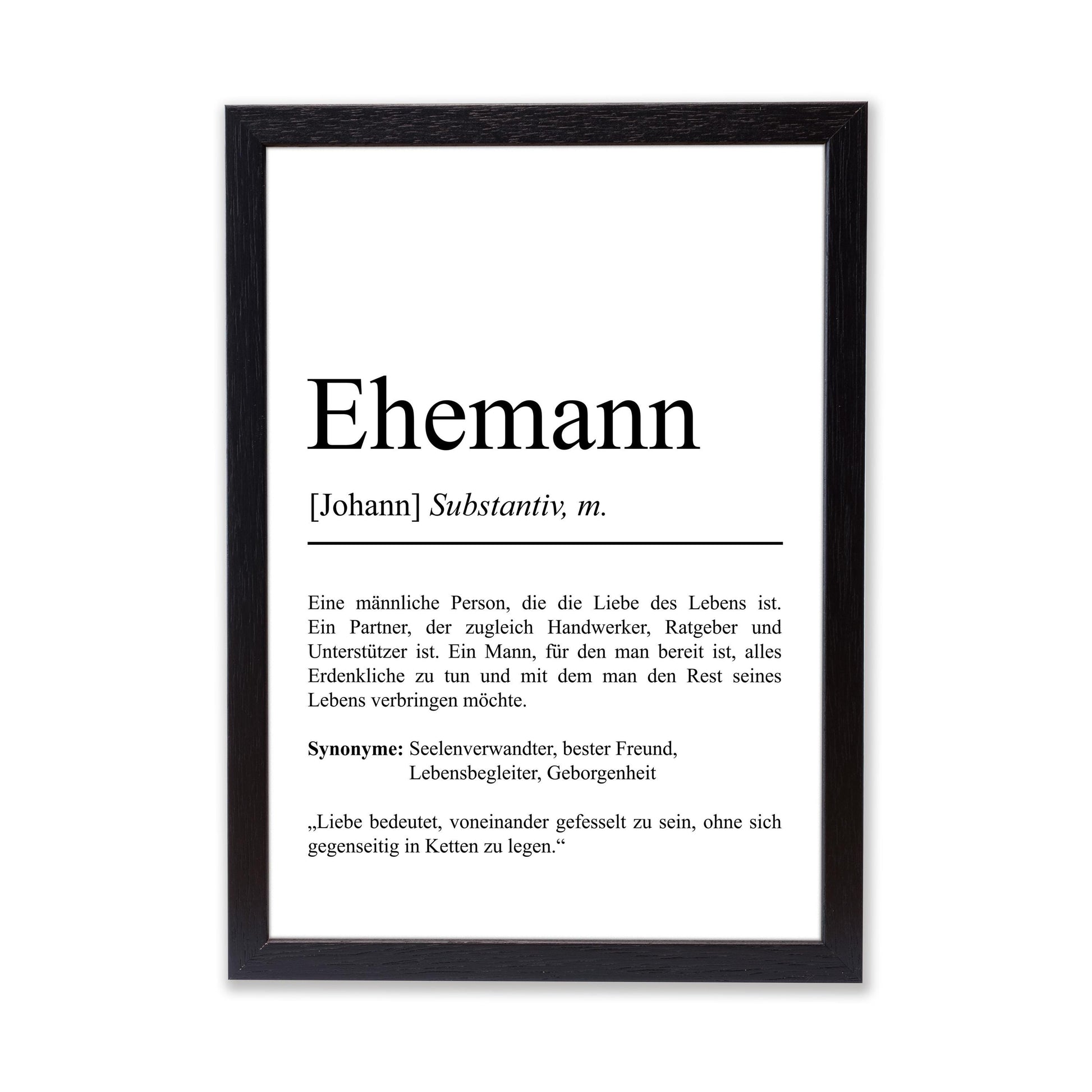 Ehemann Definition Poster personalisierbar mit Namen Mann Poster Geschenk Einzug Geburtstag Geschenk Mann Hochzeit Geschenk Poster